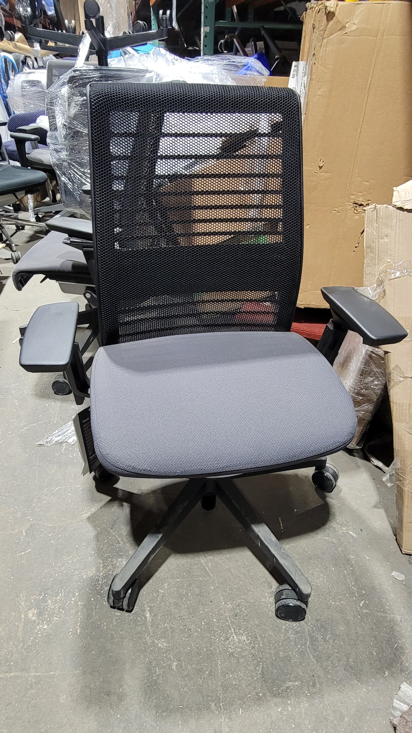 Steelcase Think V2 Chair in Black Back and Grey Fabric Seat