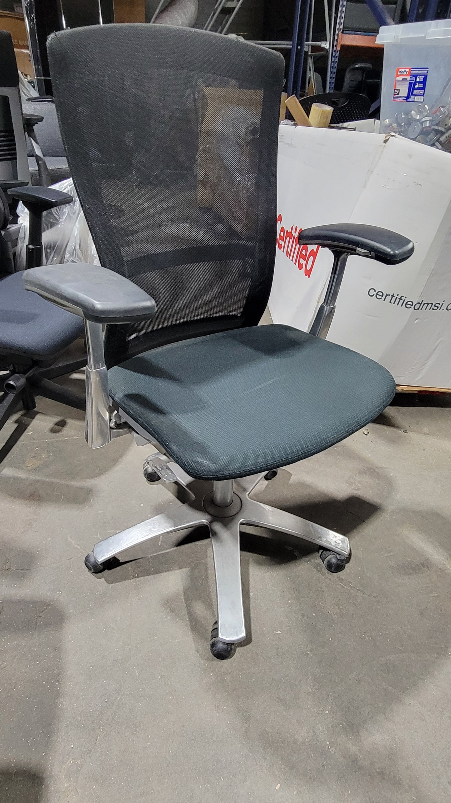 Knoll Life Chair in Black Back and Teal Seat