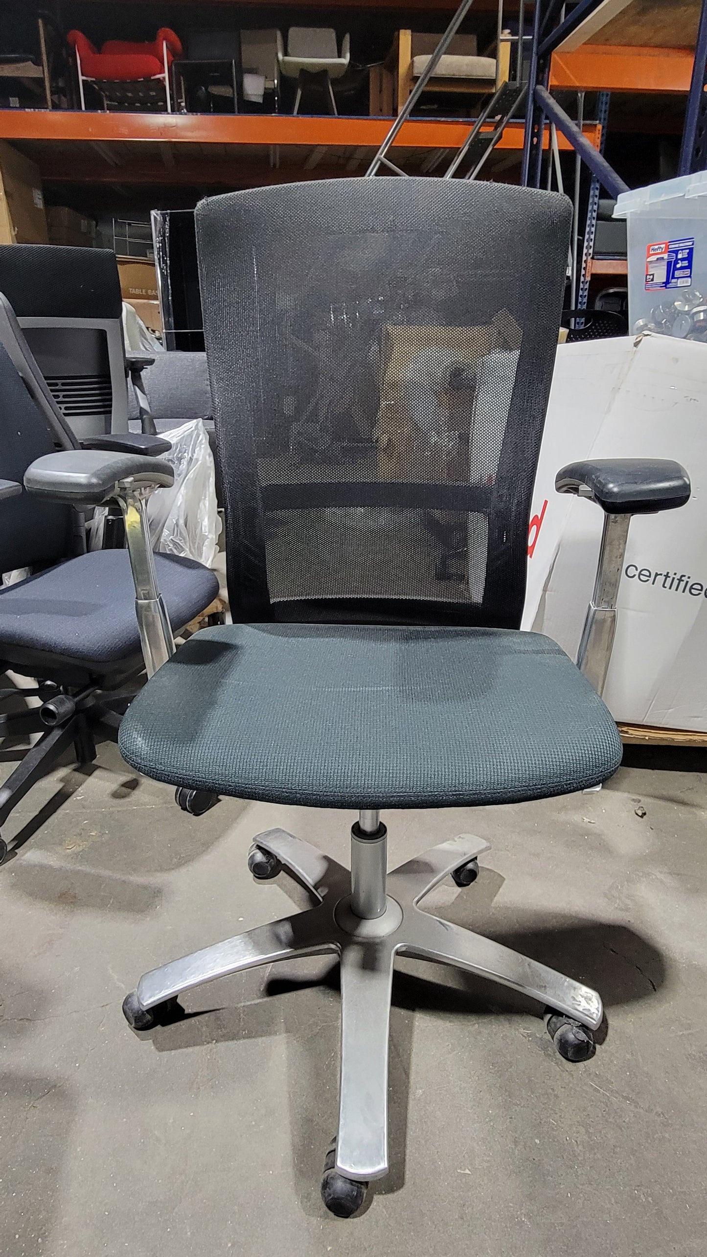 Knoll Life Chair in Black Back and Teal Seat