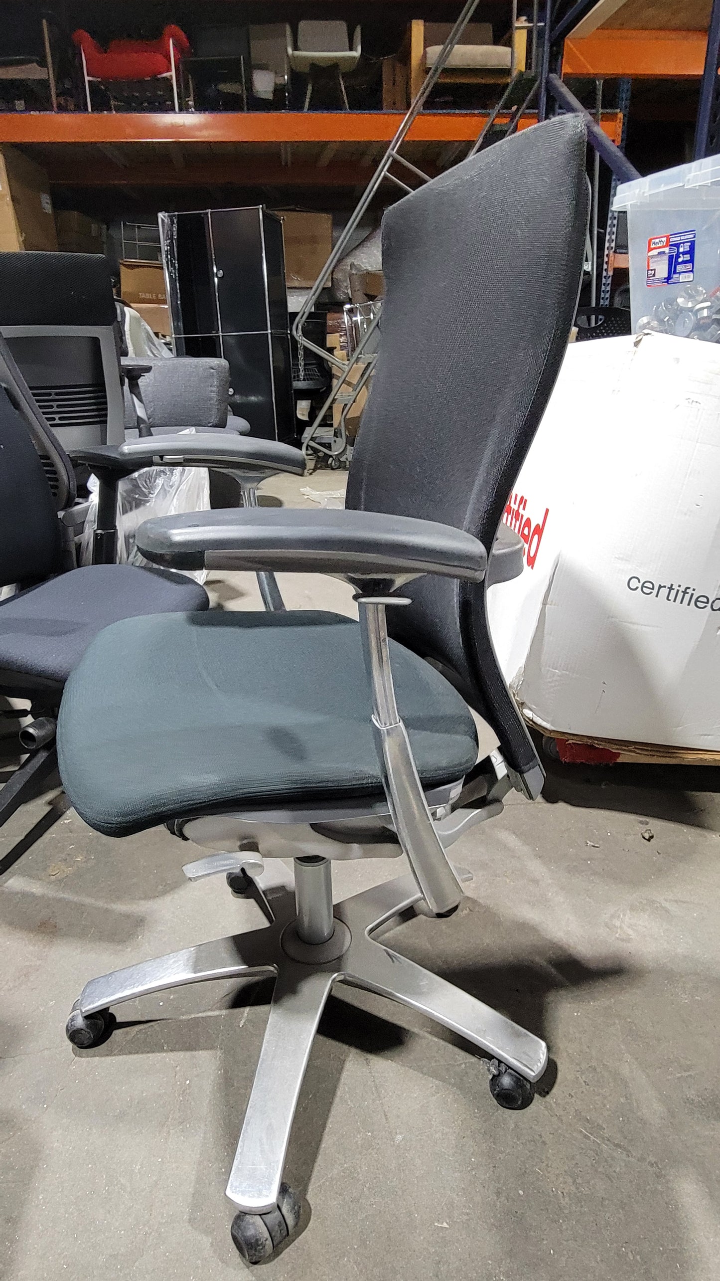 Knoll Life Chair in Black Back and Teal Seat