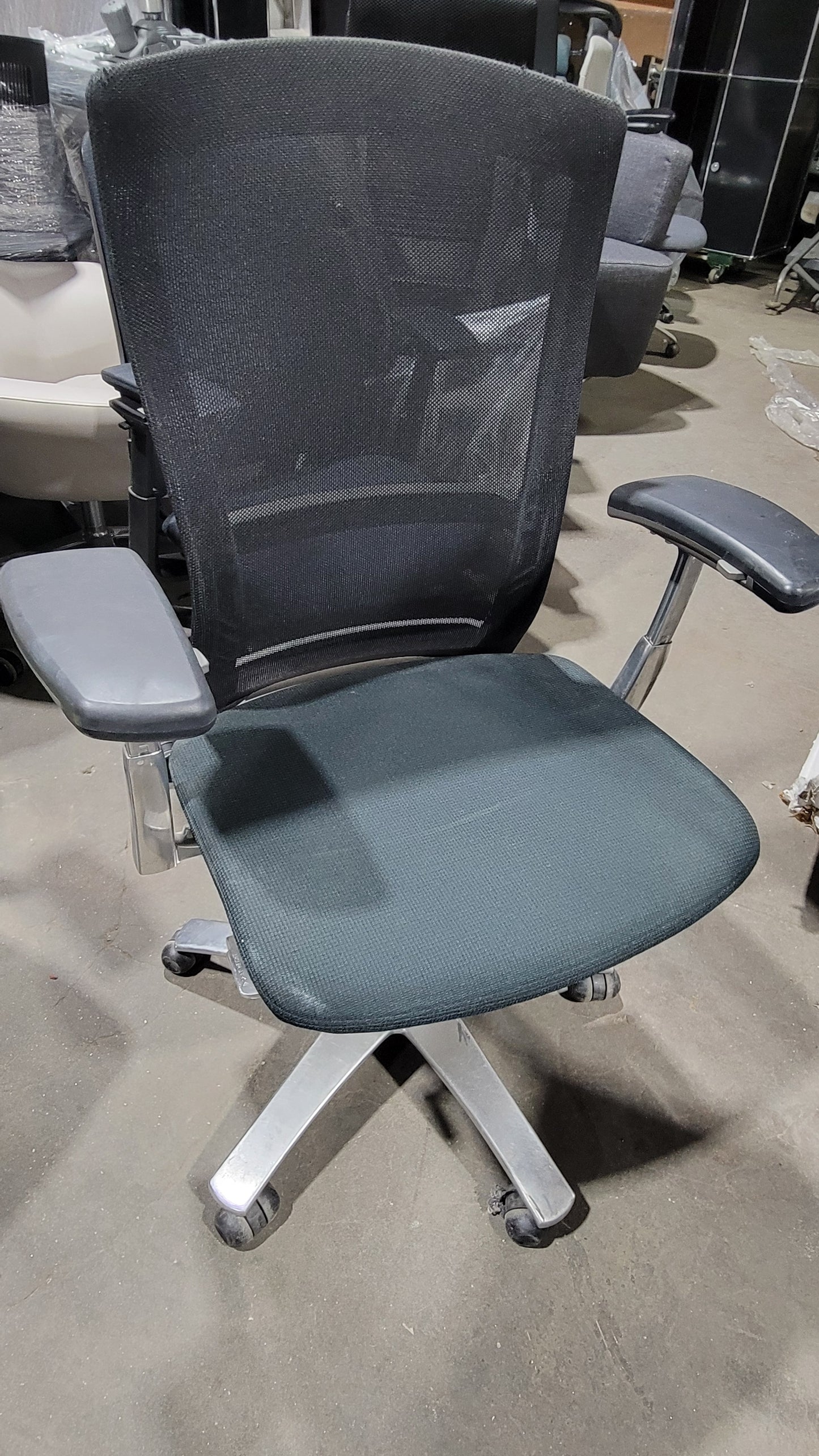 Knoll Life Chair in Black Back and Teal Seat