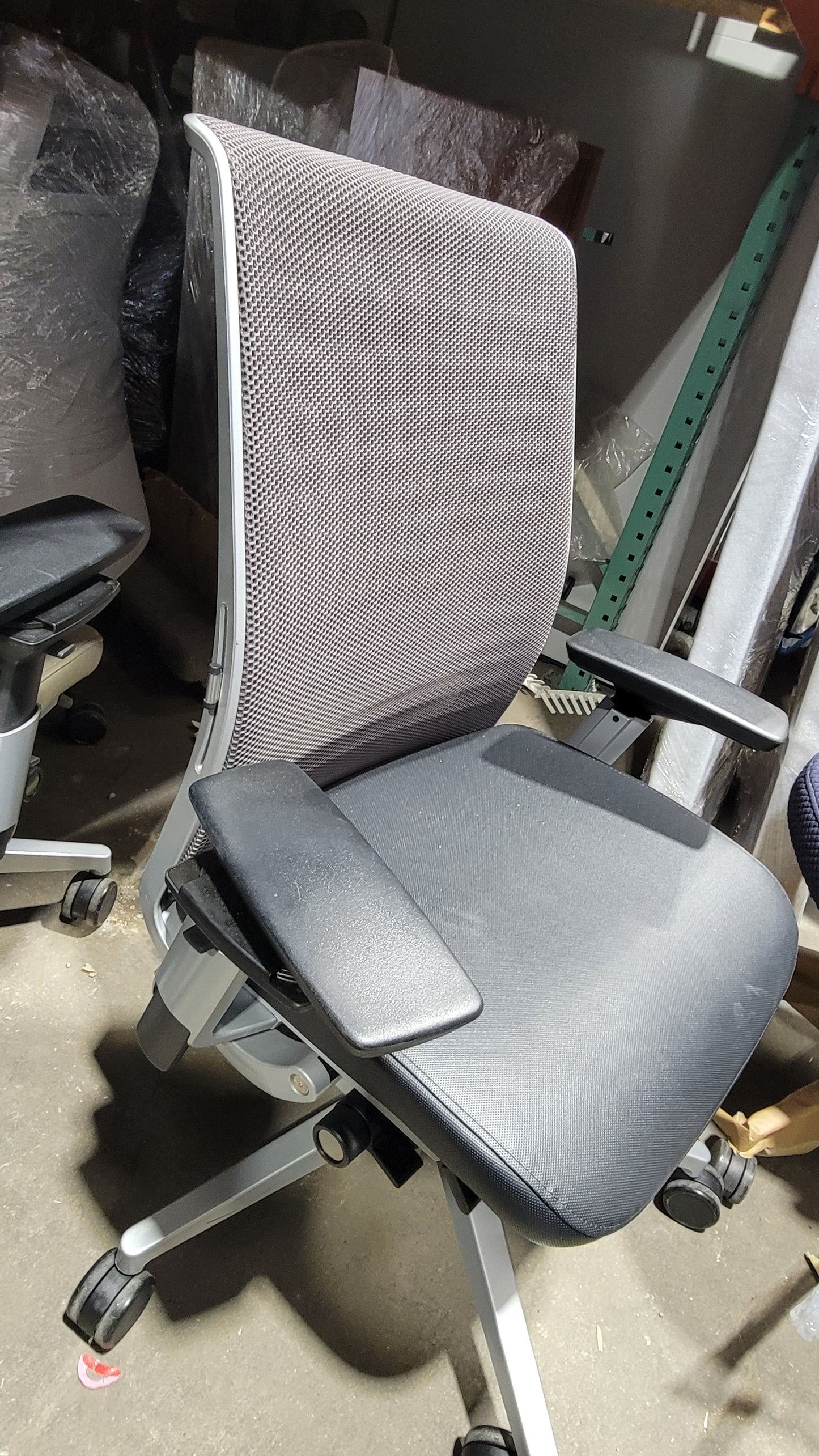 Steelcase Think V2 Chair in Grey Back and Black Eco-Leather Seat