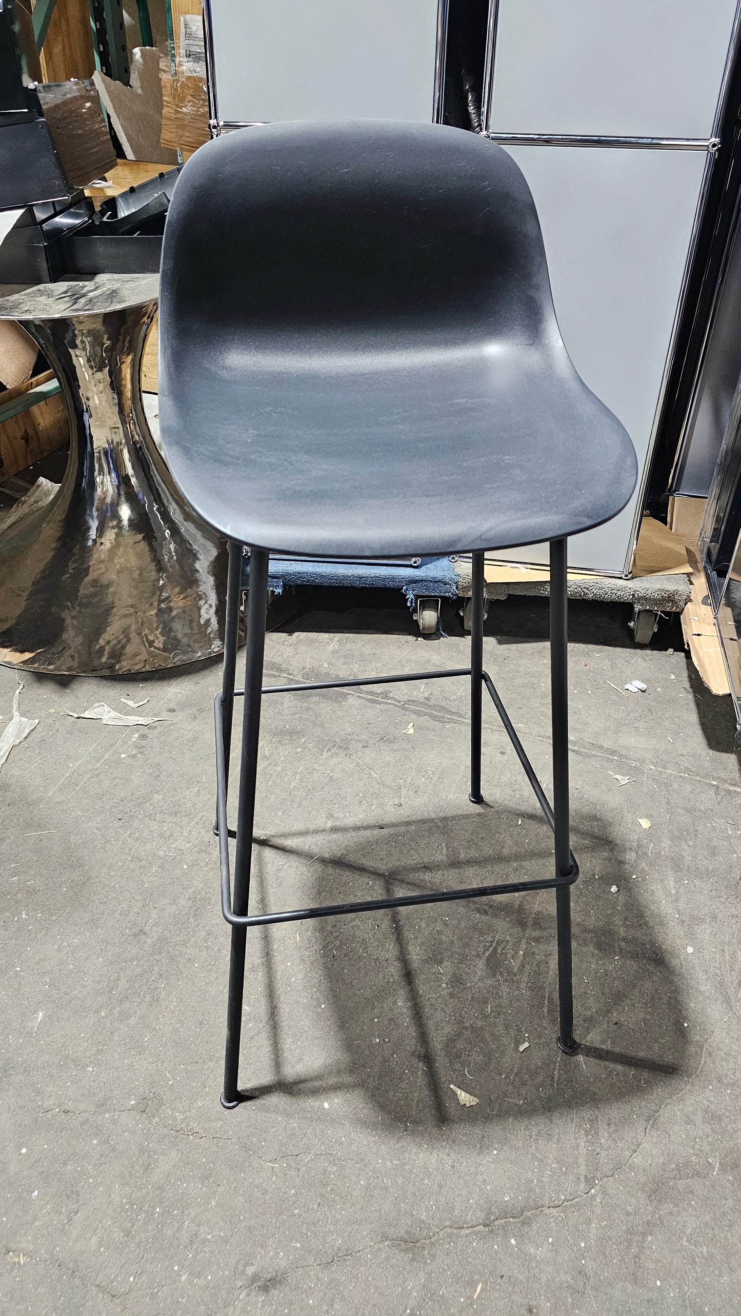 Muuto Fiber Bar Height Stool in Dark Grey with Tube Base