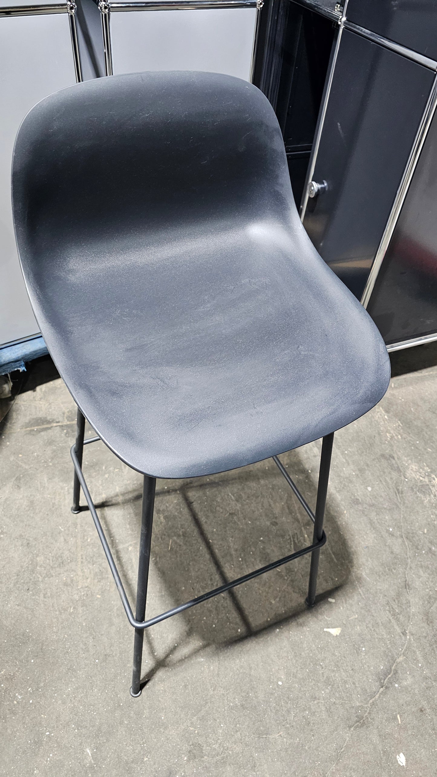 Muuto Fiber Bar Height Stool in Dark Grey with Tube Base