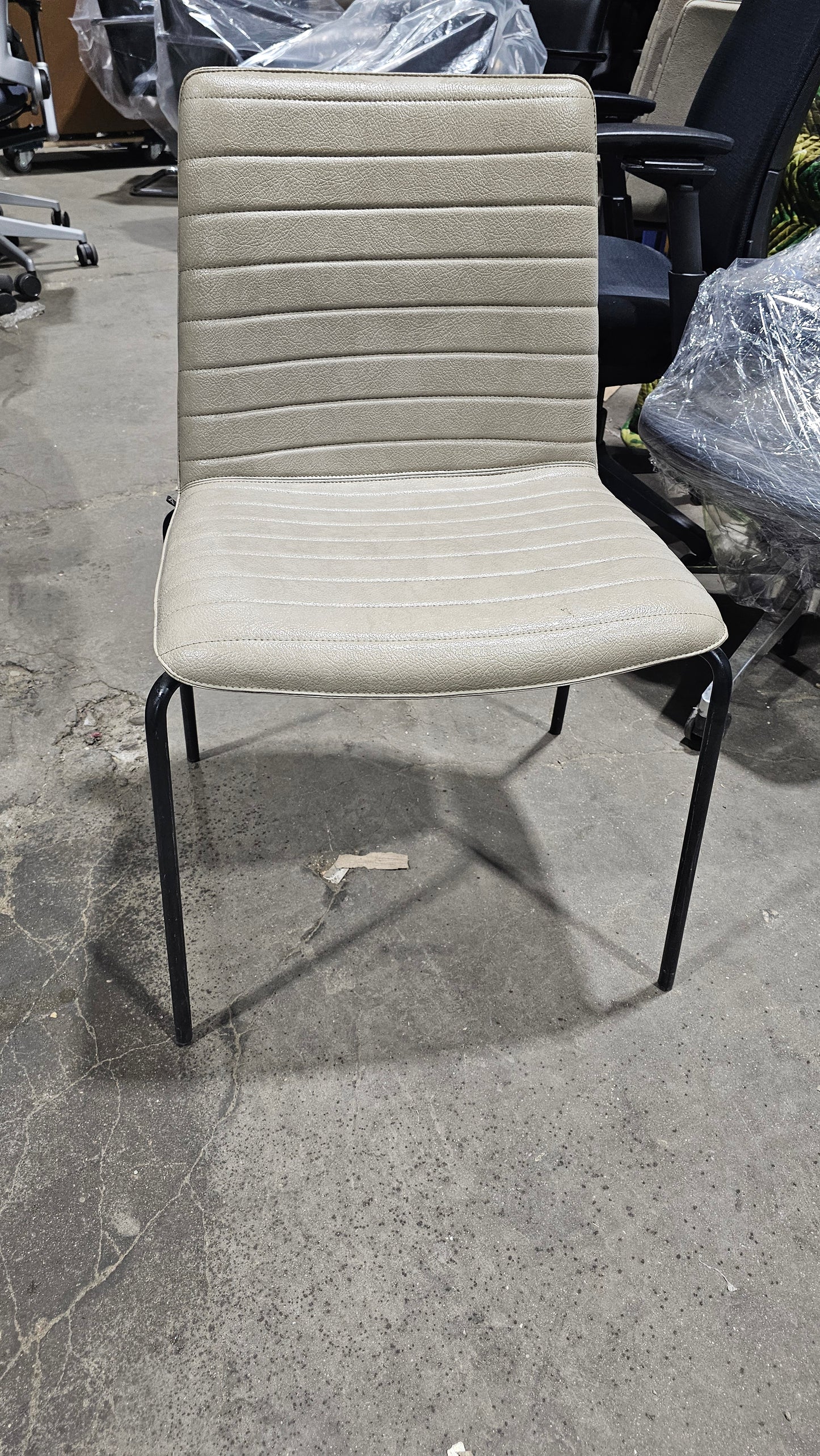 Andreu World Flex Chair Dining Chair in Taupe Leather