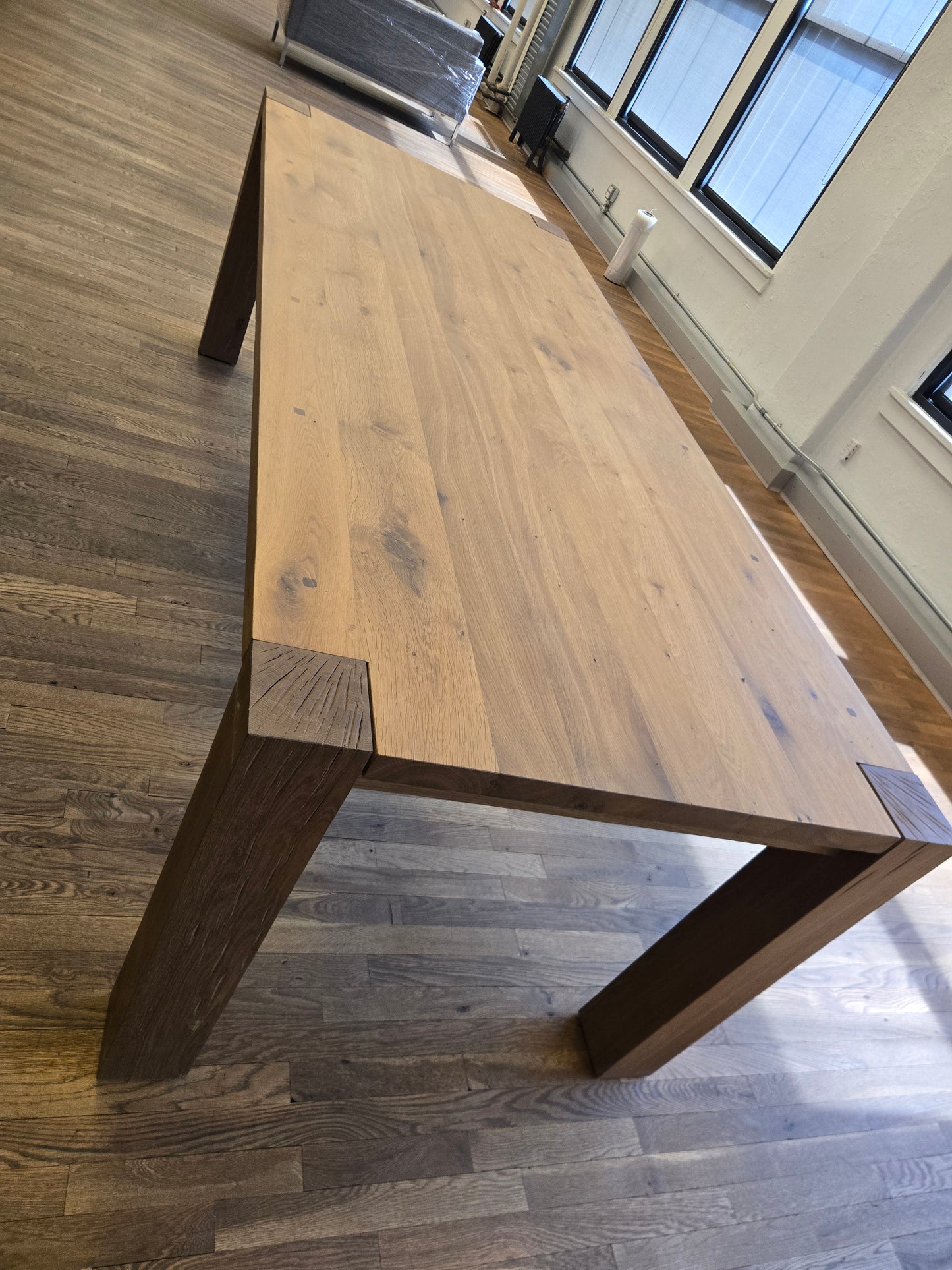 Crate & Barrel Big Sur 90-in Natural Oak Solid Wood Dining Table + 2 Pacifica Benches