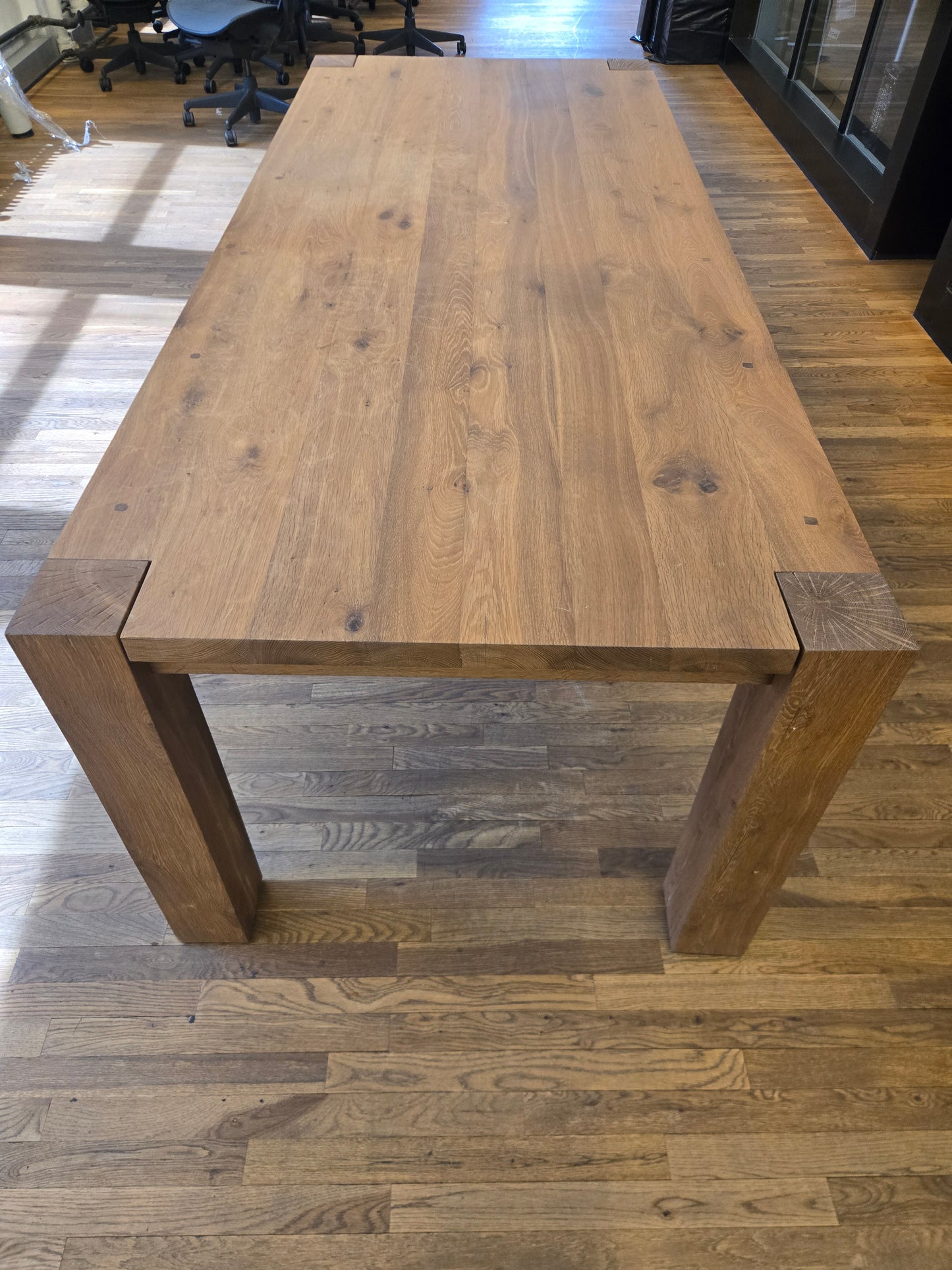 Crate & Barrel Big Sur 90-in Natural Oak Solid Wood Dining Table + 2 Pacifica Benches