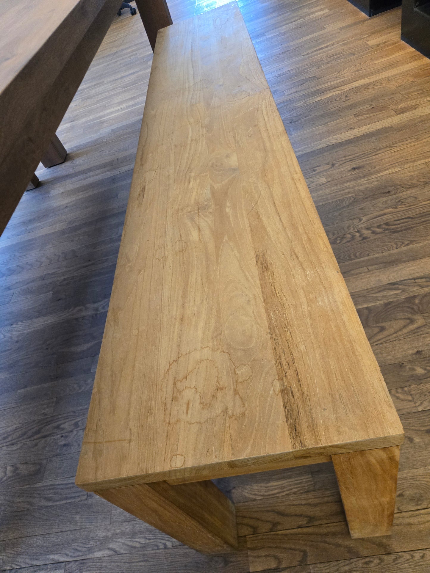 Crate & Barrel Big Sur 90-in Natural Oak Solid Wood Dining Table + 2 Pacifica Benches