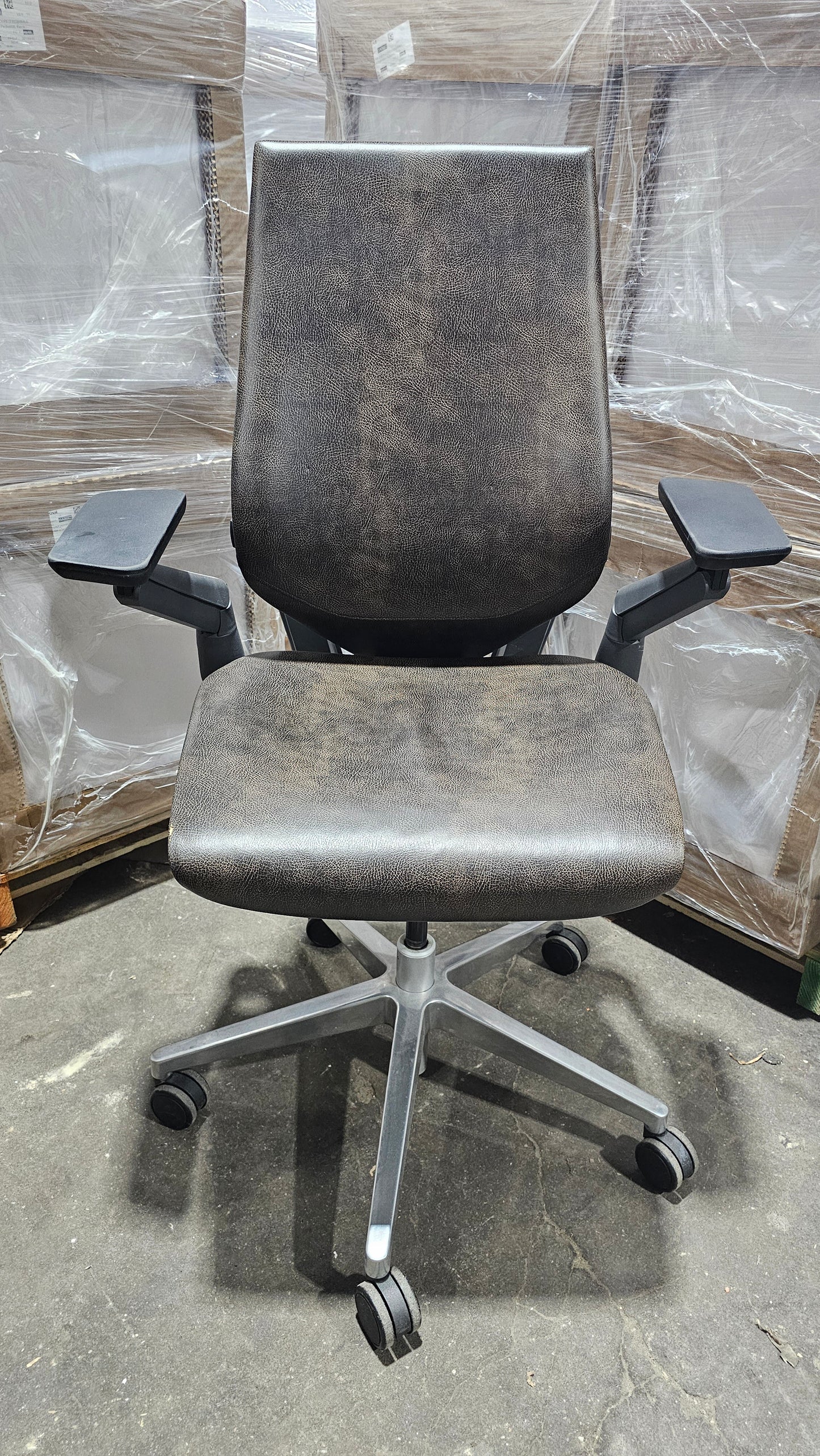 Steelcase Gesture Chair in Brown Eco-Leather with White Frame