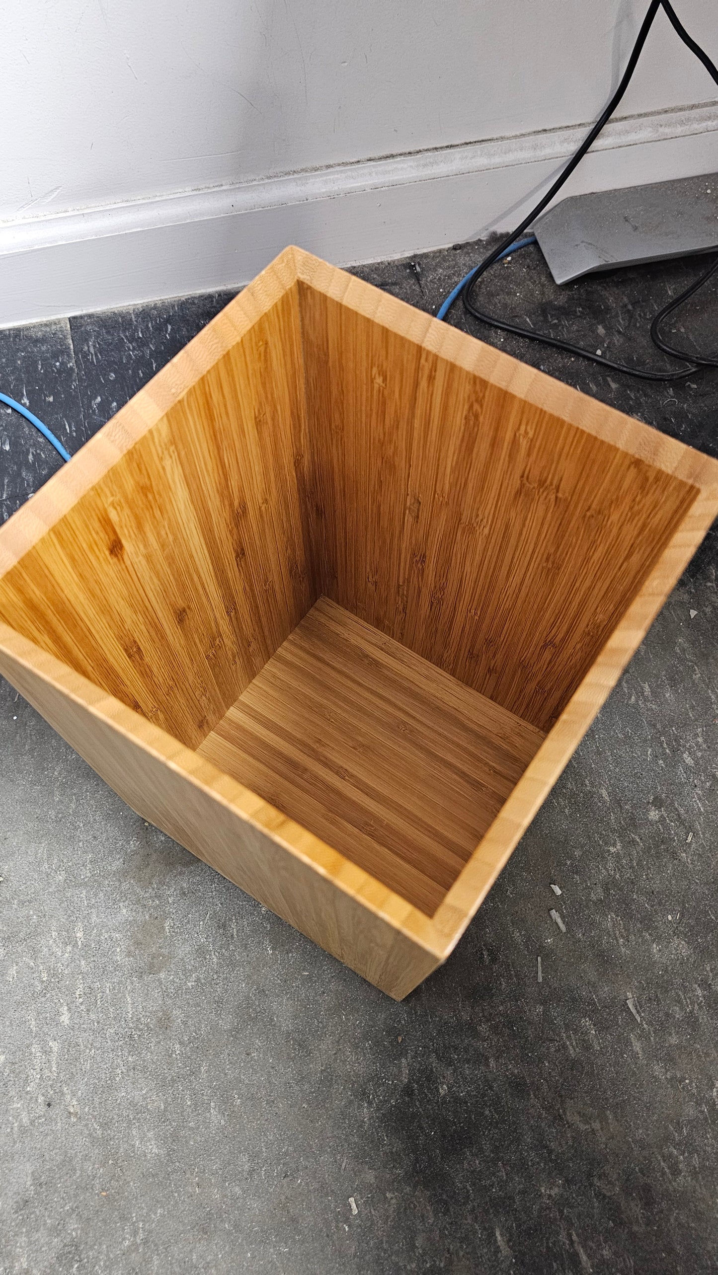 Crate & Barrel Bamboo Wastebasket