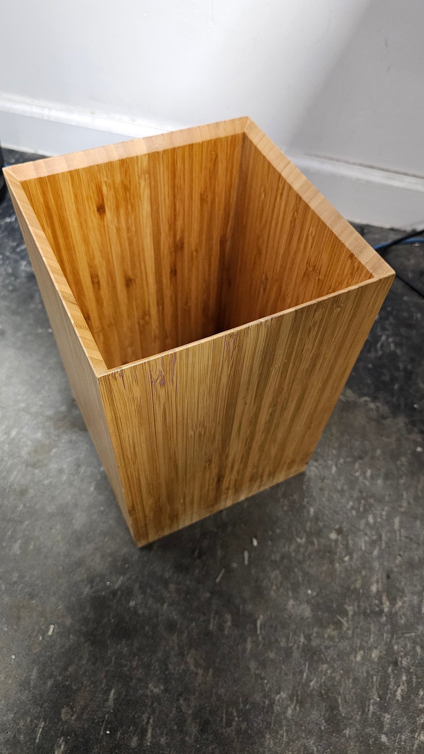 Crate & Barrel Bamboo Wastebasket
