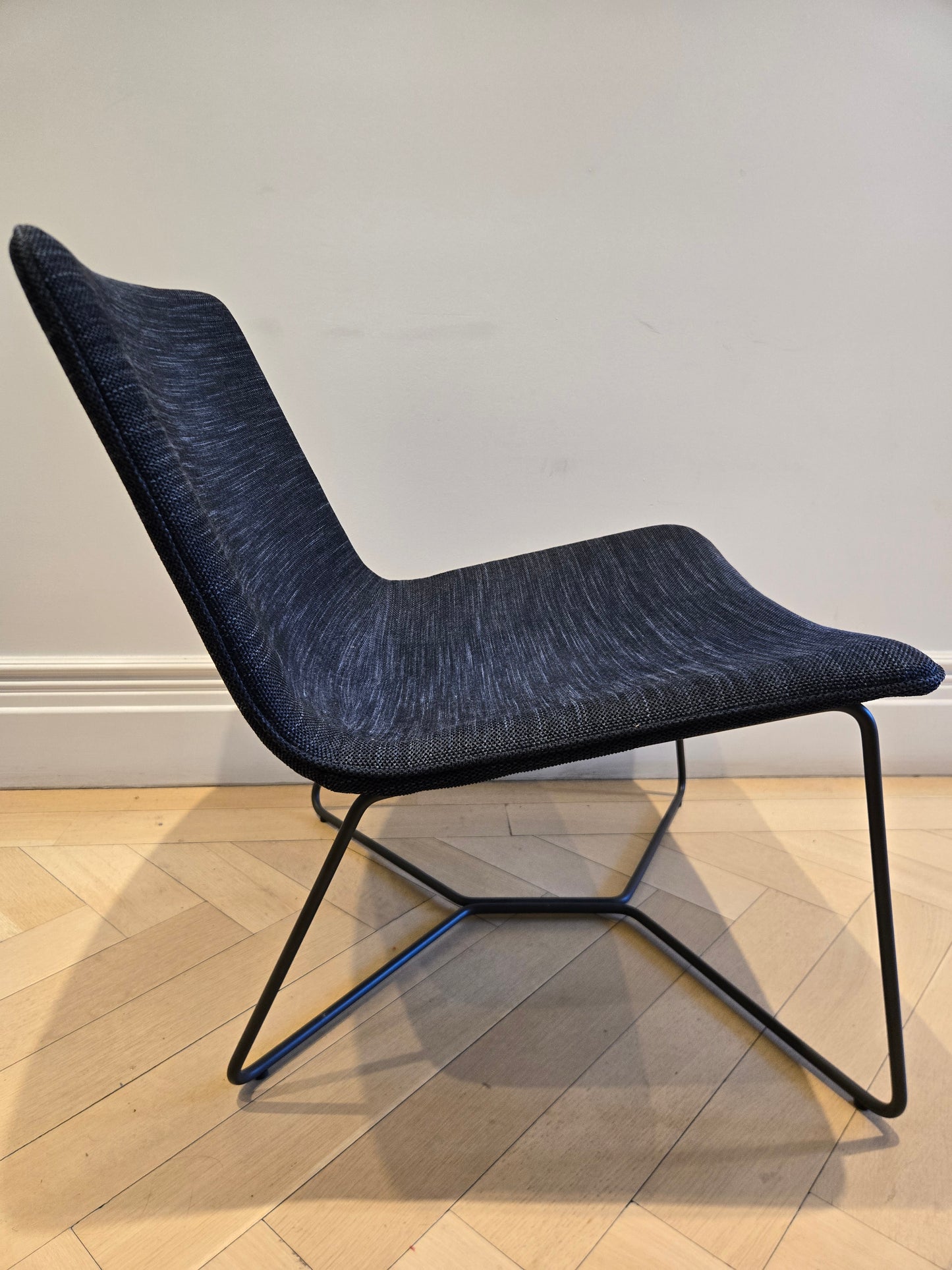 West Elm Slope Lounge Chair in Blue Fabric