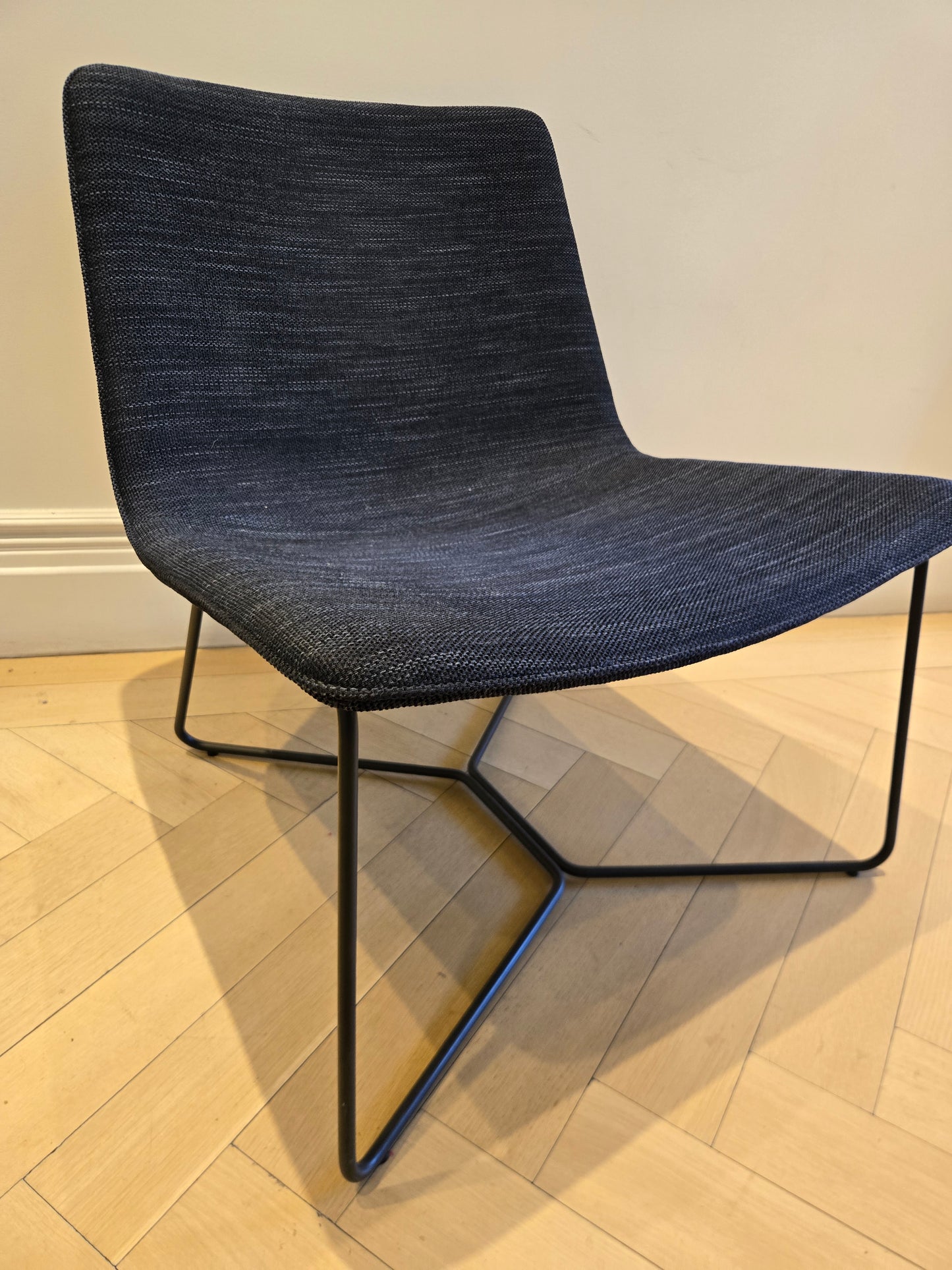 West Elm Slope Lounge Chair in Blue Fabric