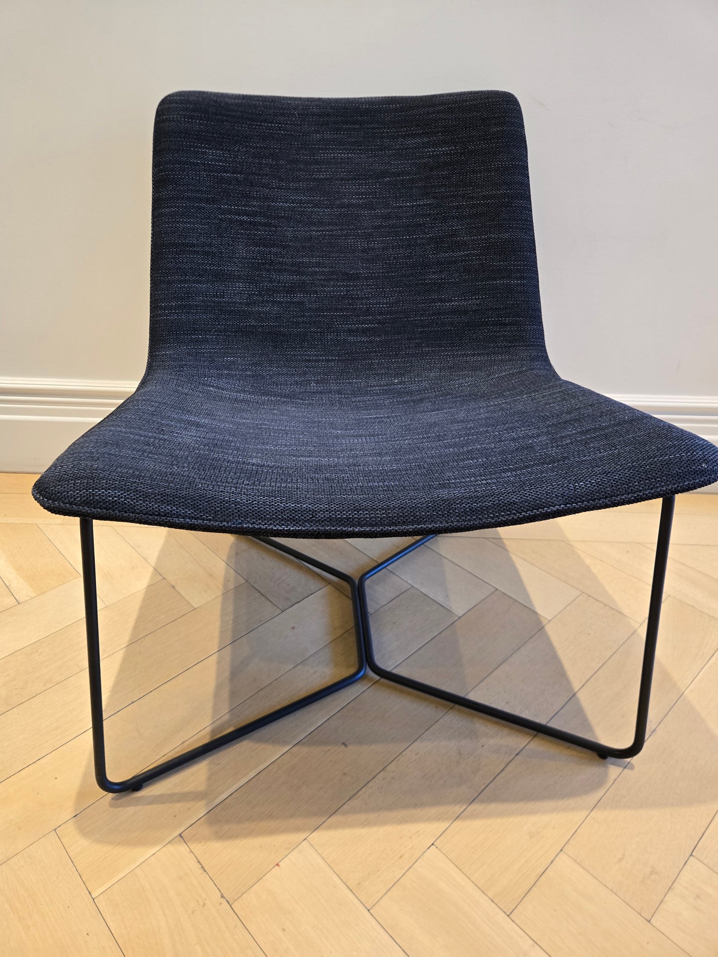 West Elm Slope Lounge Chair in Blue Fabric