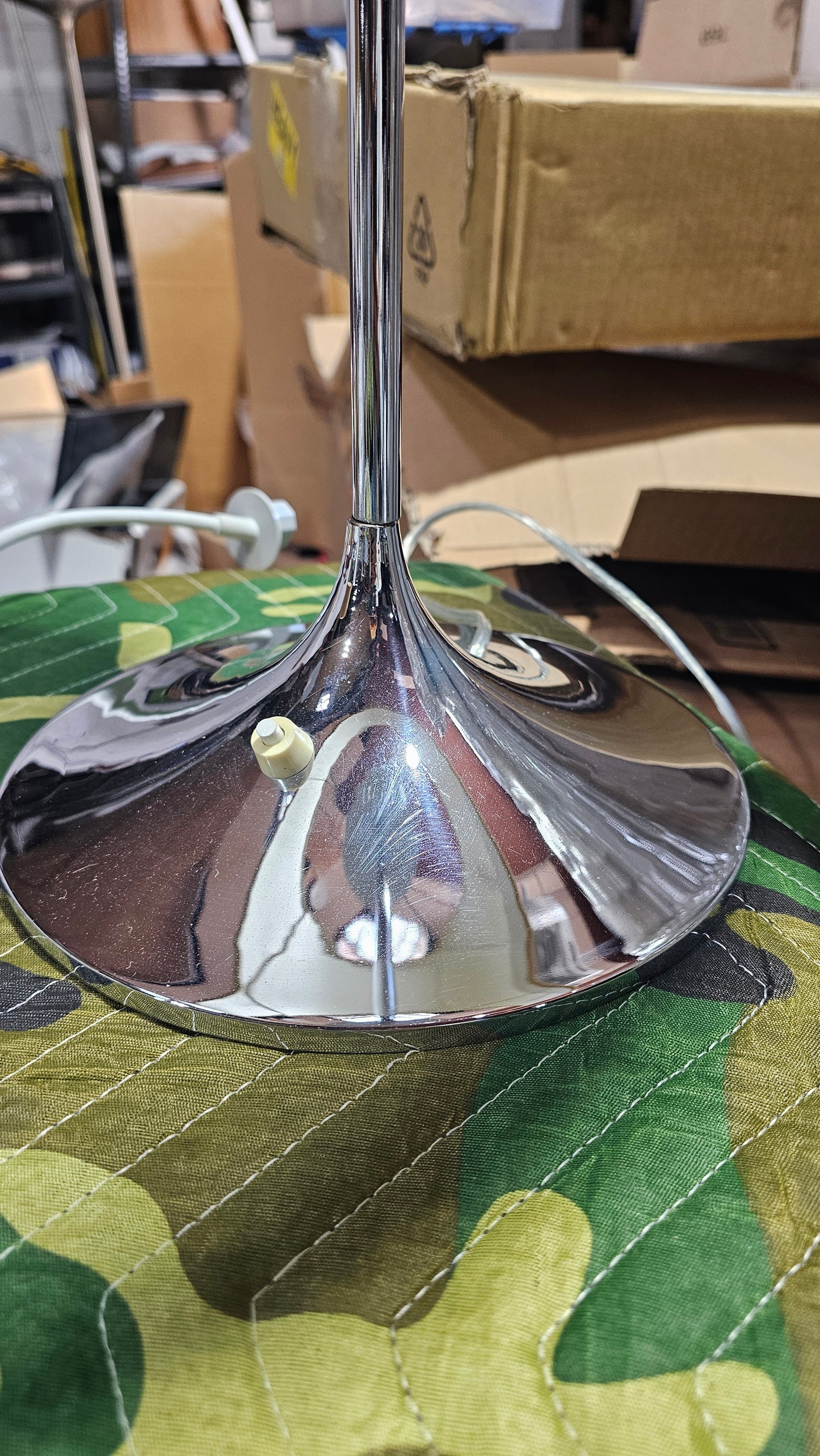 Arlus Chrome Table Lamp with Brown Suede Shade (Vintage)