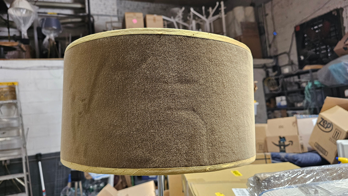 Arlus Chrome Table Lamp with Brown Suede Shade (Vintage)