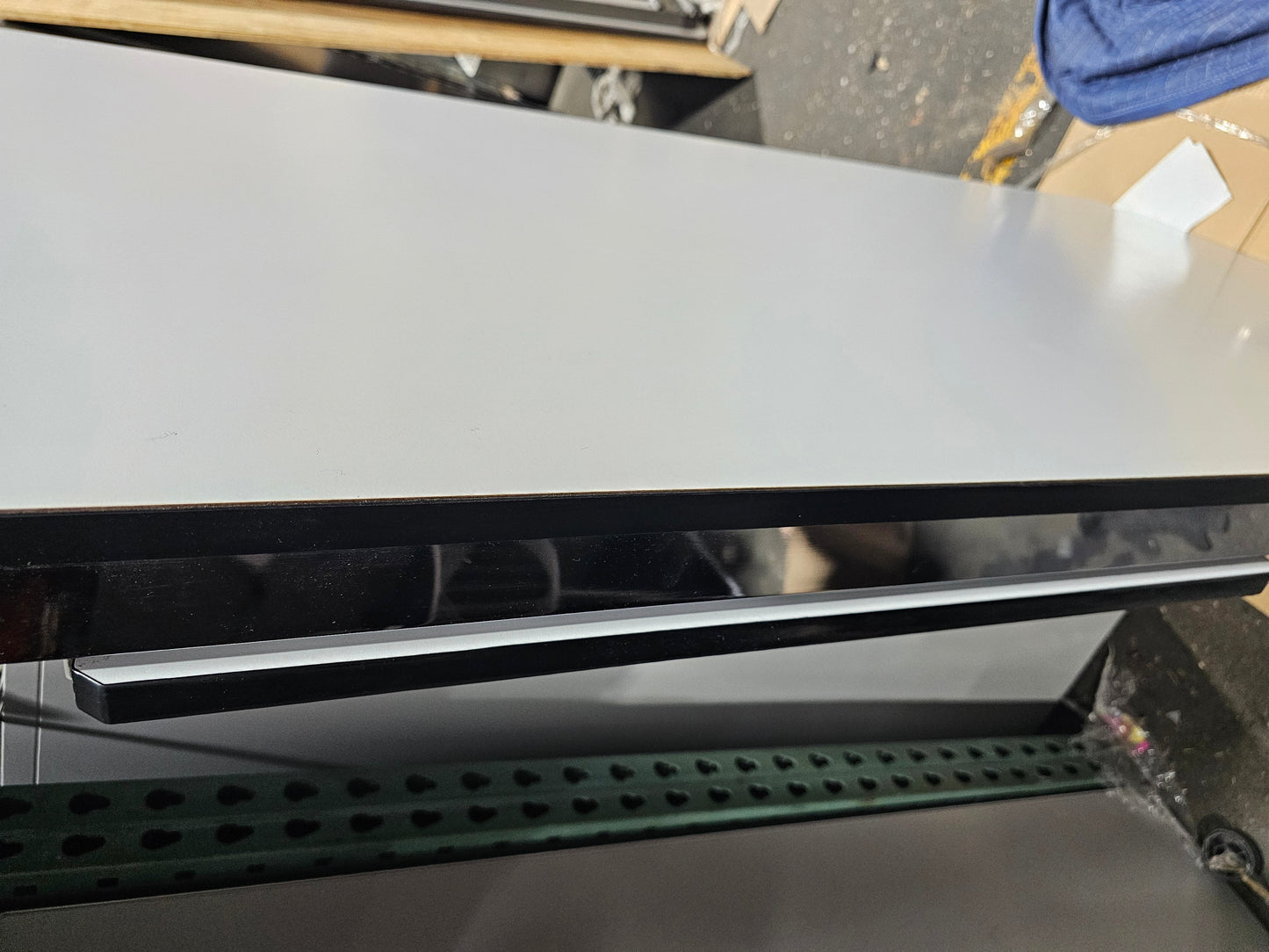 USM Haller T69 30x69-in Desk-Table in Pearl Grey Laminate with Sliding Keyboard Tray (Vintage)