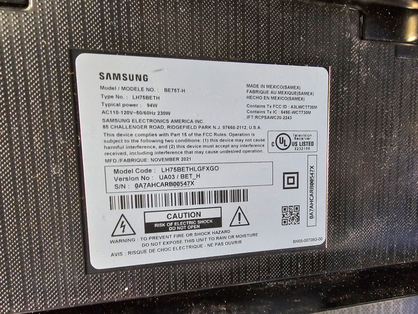 Samsung BE75T-H 75-in Commercial LED TV
