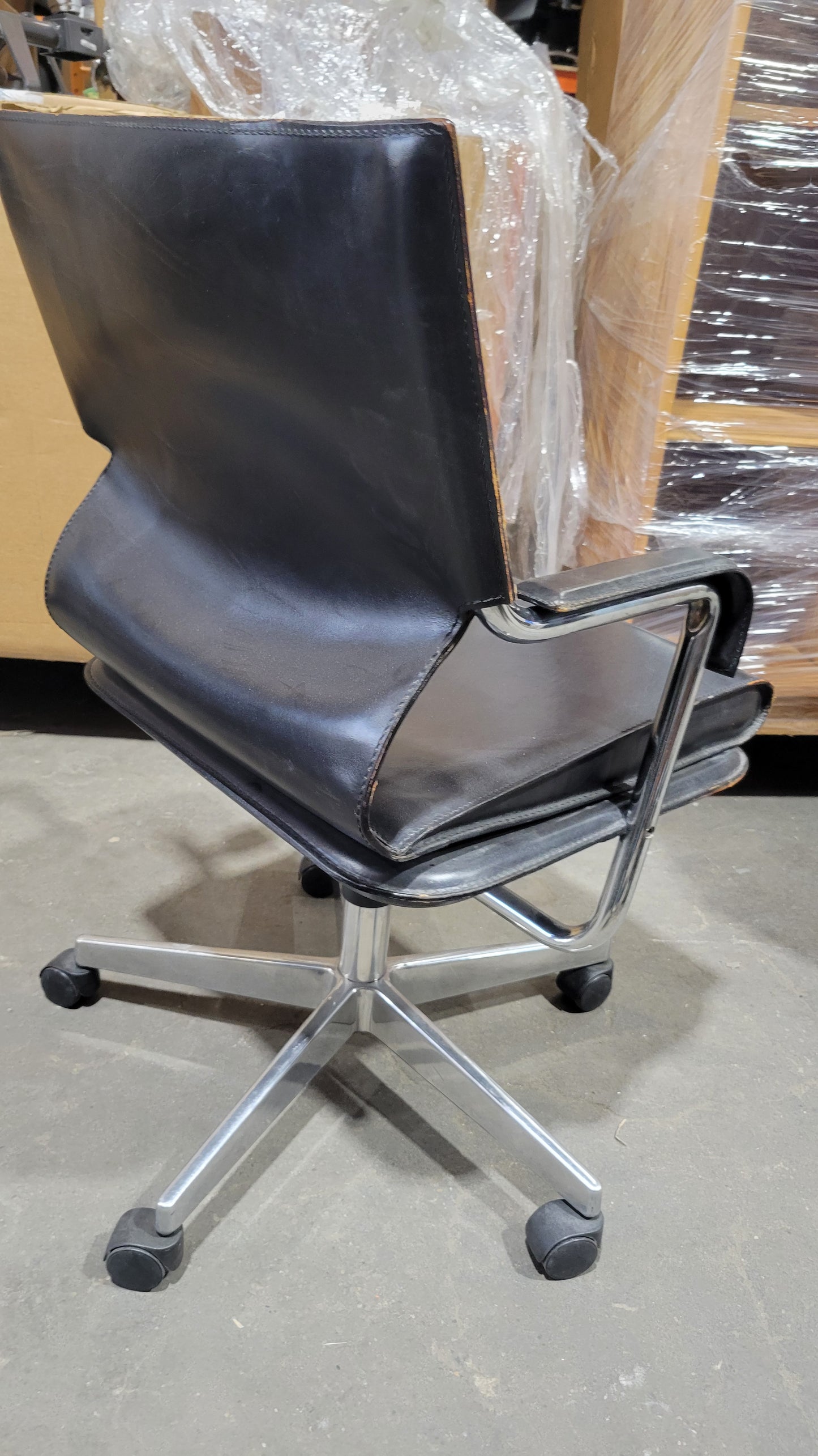 Marcatré Archizoom Desk Chair in Black Leather