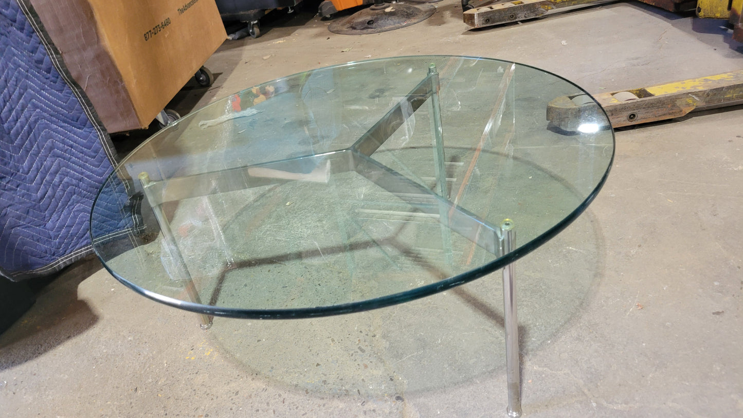 Ward Bennett Mid-Century Modern Circular Glass Coffee Table