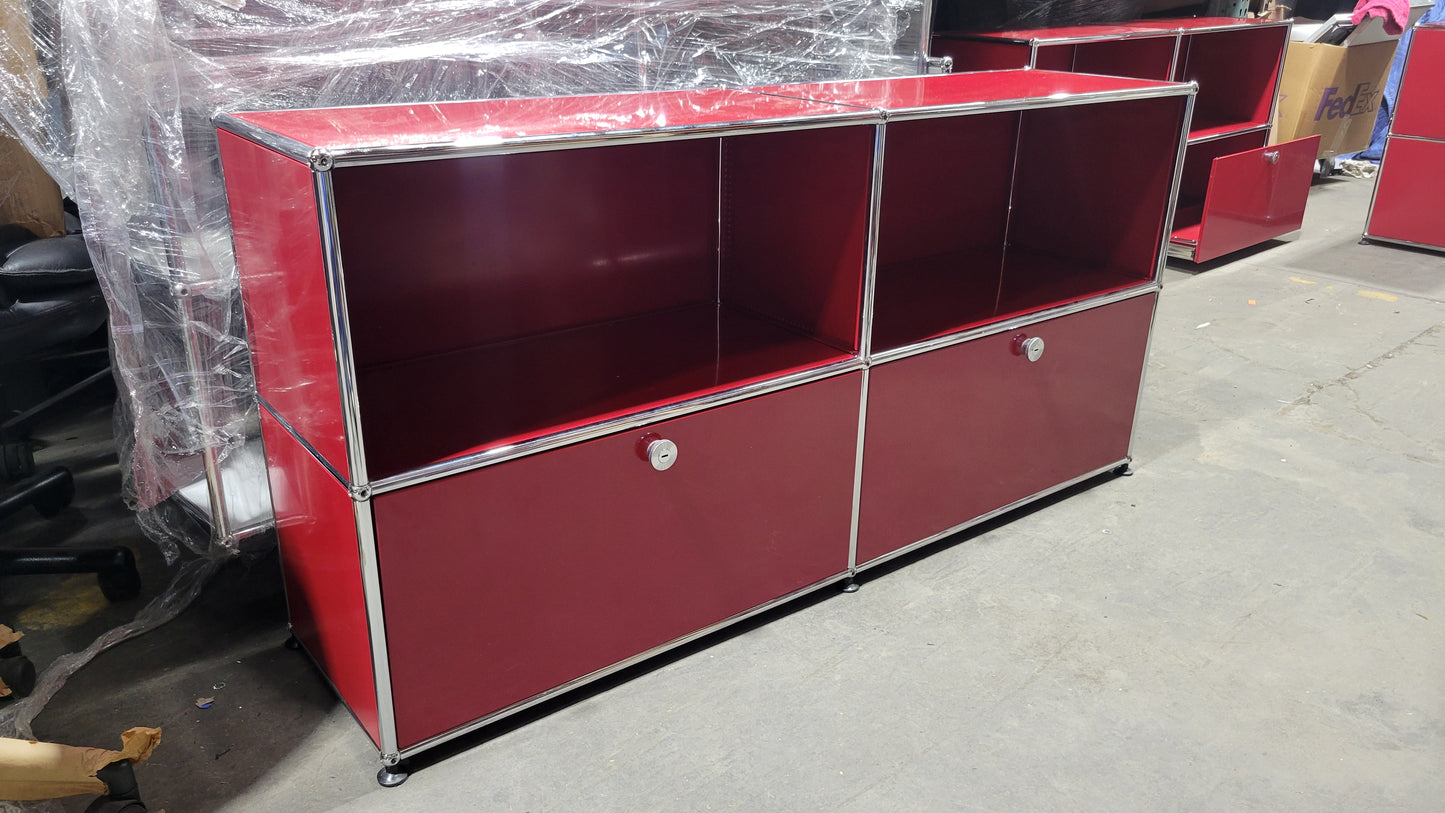 USM Haller 2x2 Cabinet / Dresser with 2 Shelves and 2 Drawers in Red