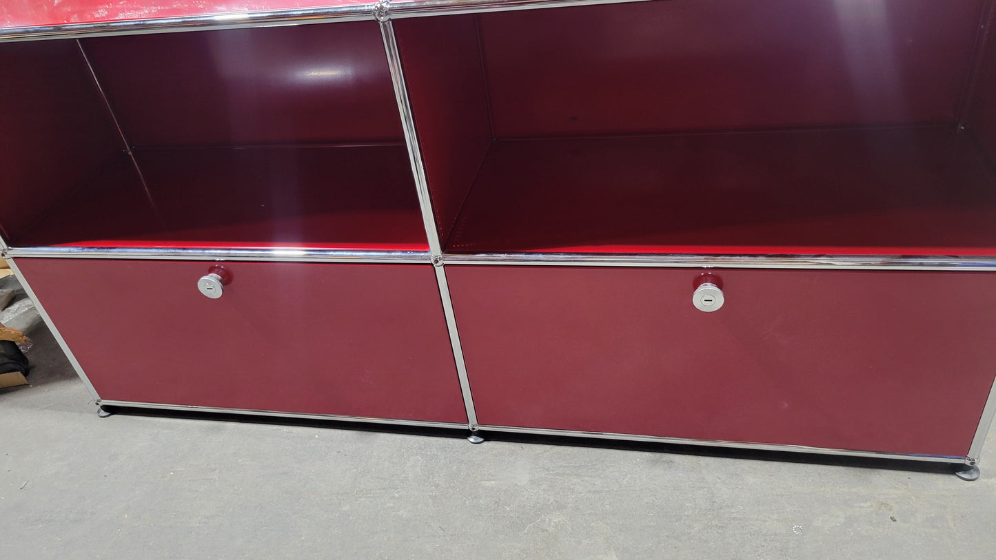 USM Haller 2x2 Cabinet / Dresser with 2 Shelves and 2 Drawers in Red