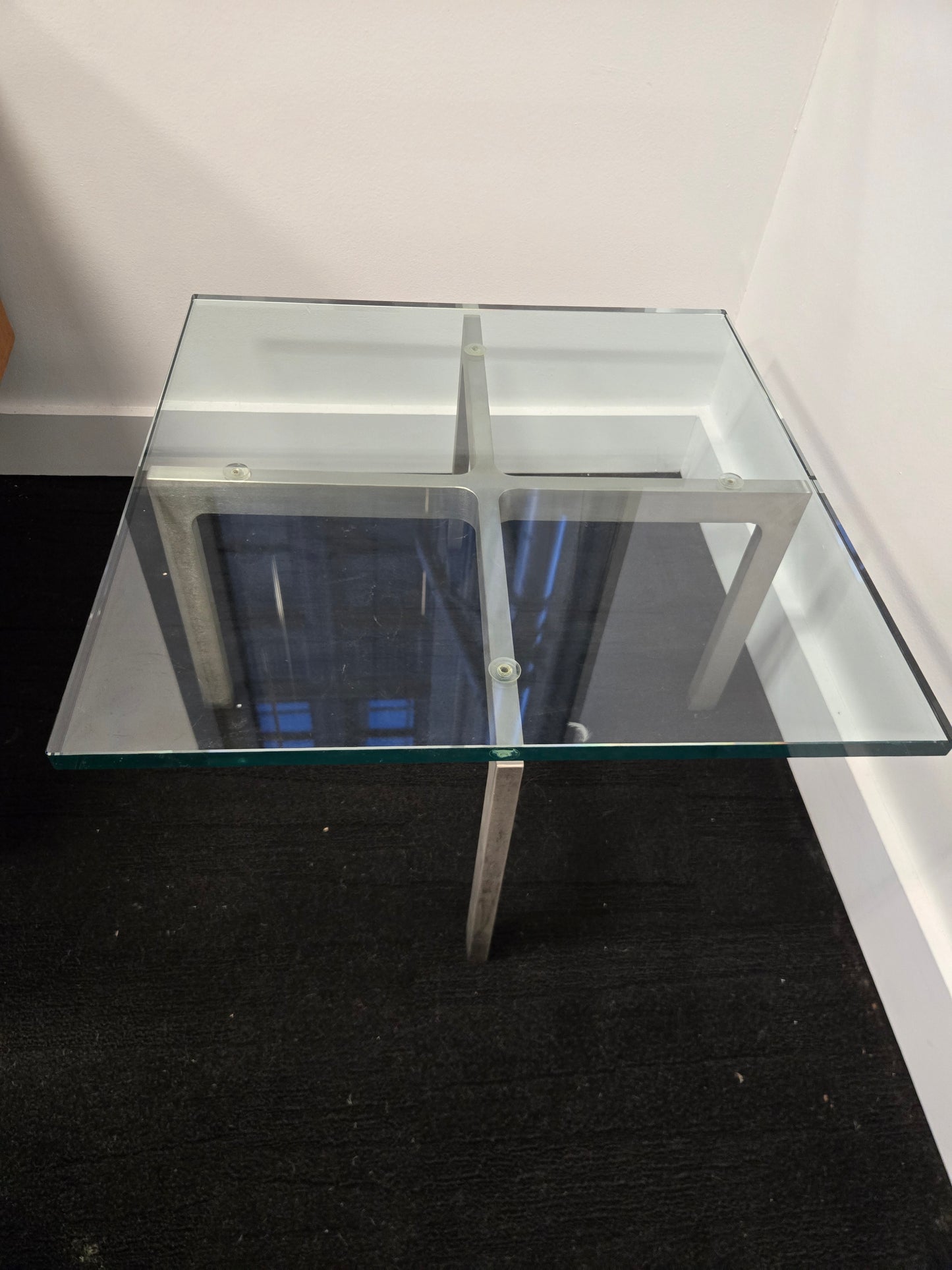 Mid-Century Mies van der Rohe Style Glass Top Coffee Table