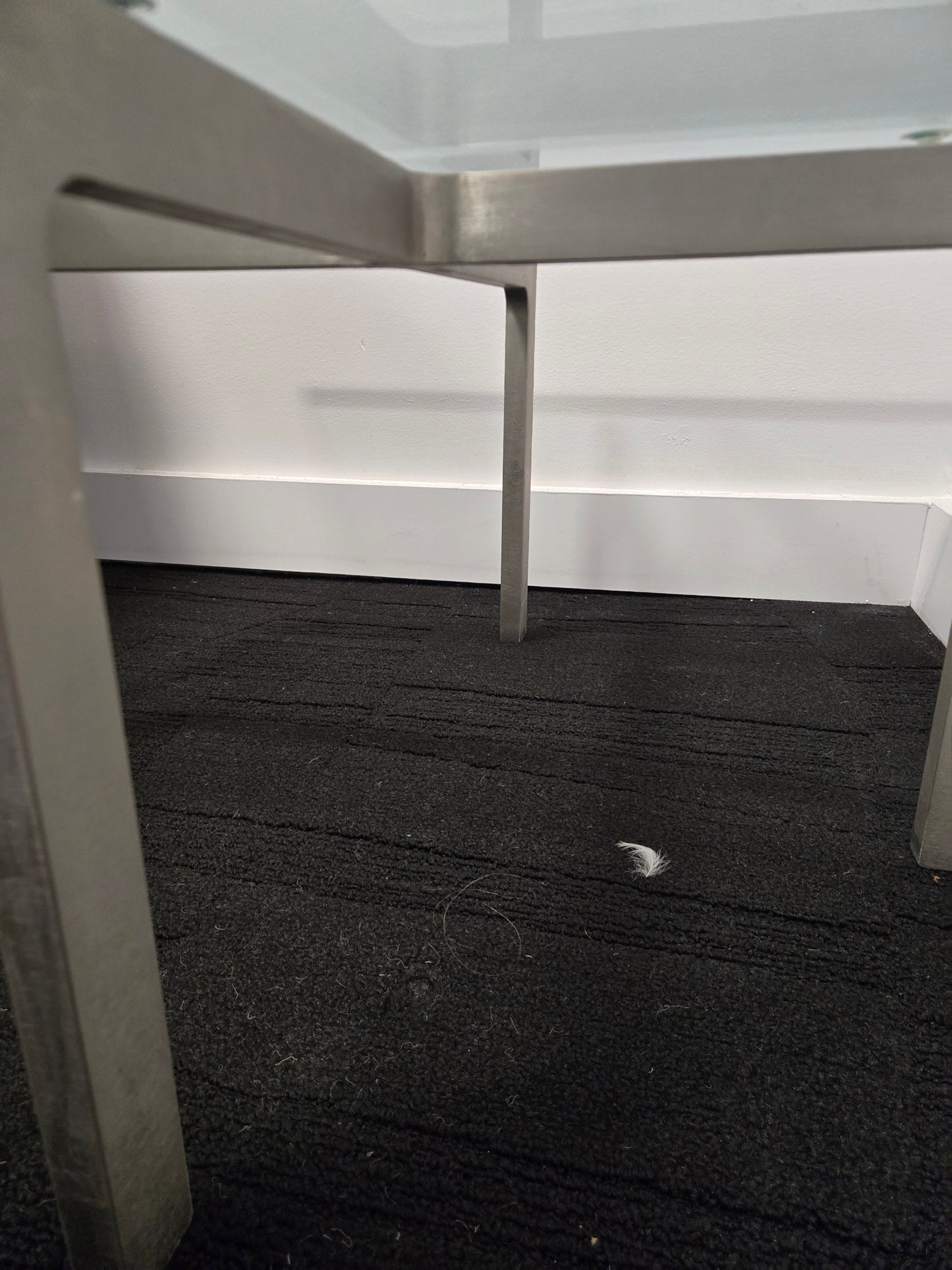 Mid-Century Mies van der Rohe Style Glass Top Coffee Table