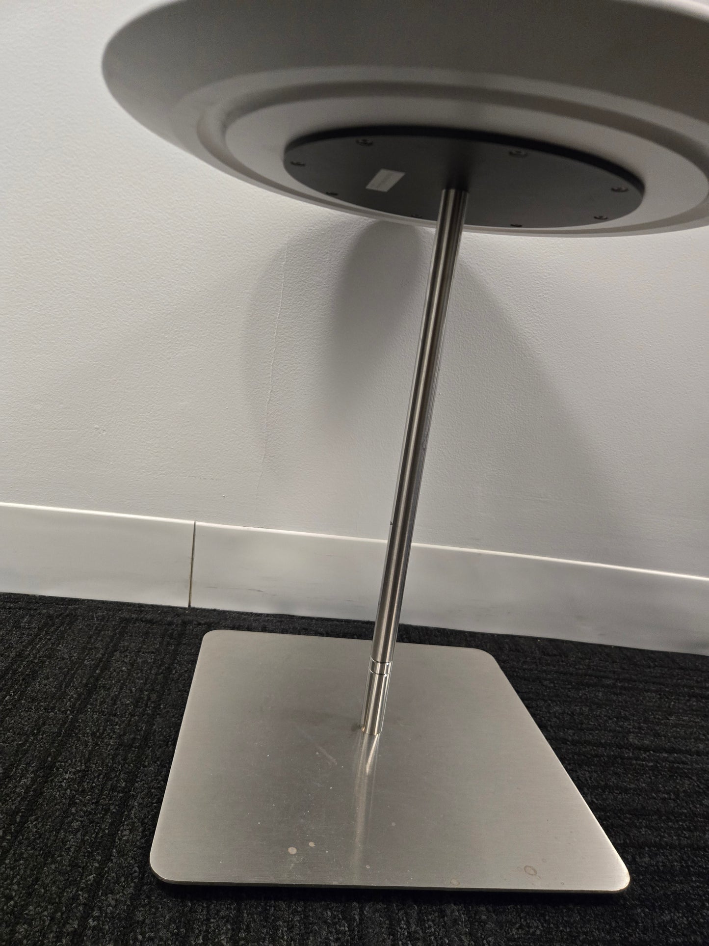 Bernhardt Design Quiet 18-in Side Table in White with Brushed Stainless Base