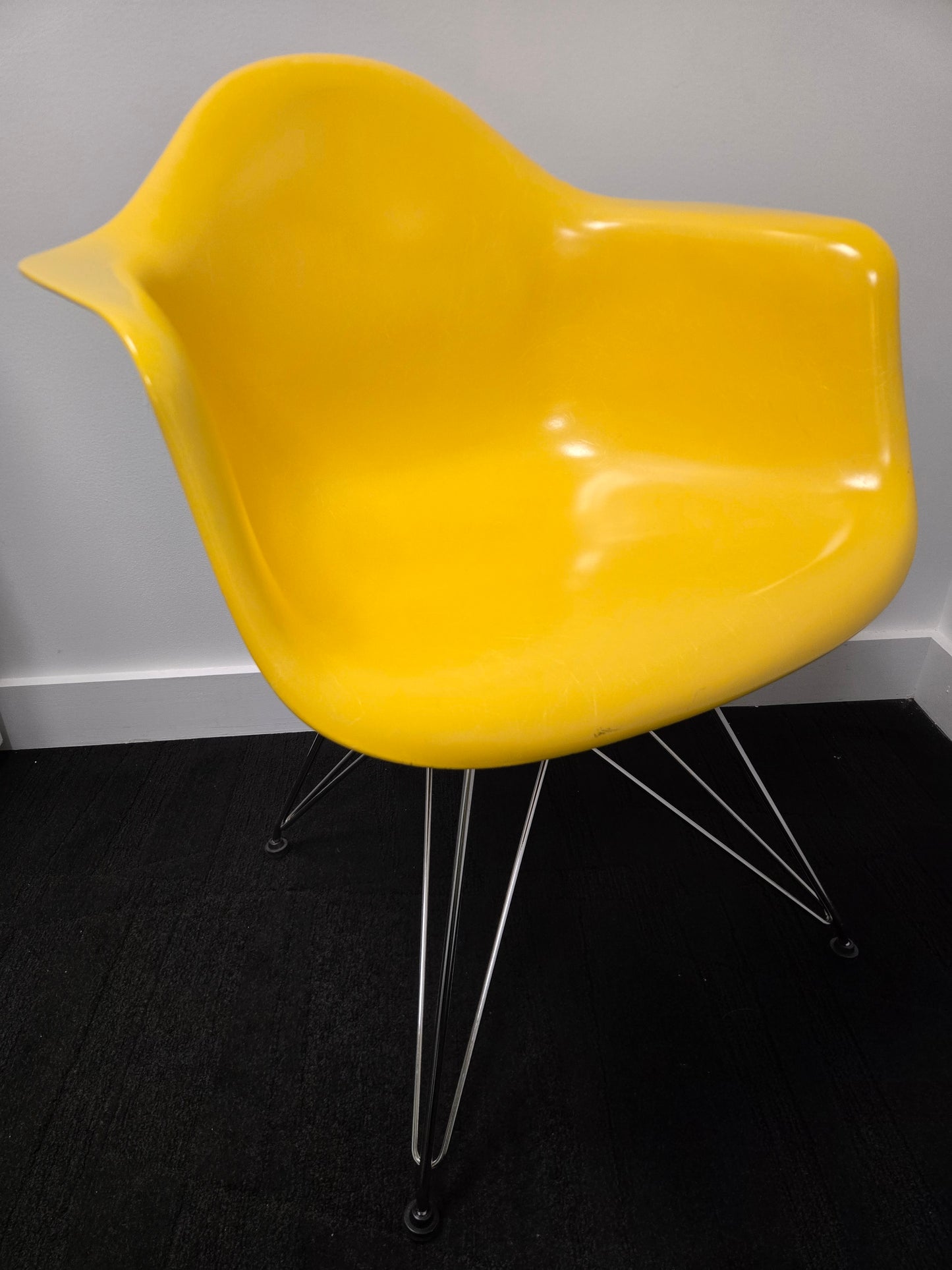 Herman Miller Eames Molded Armchair with Eiffel Legs in Yellow
