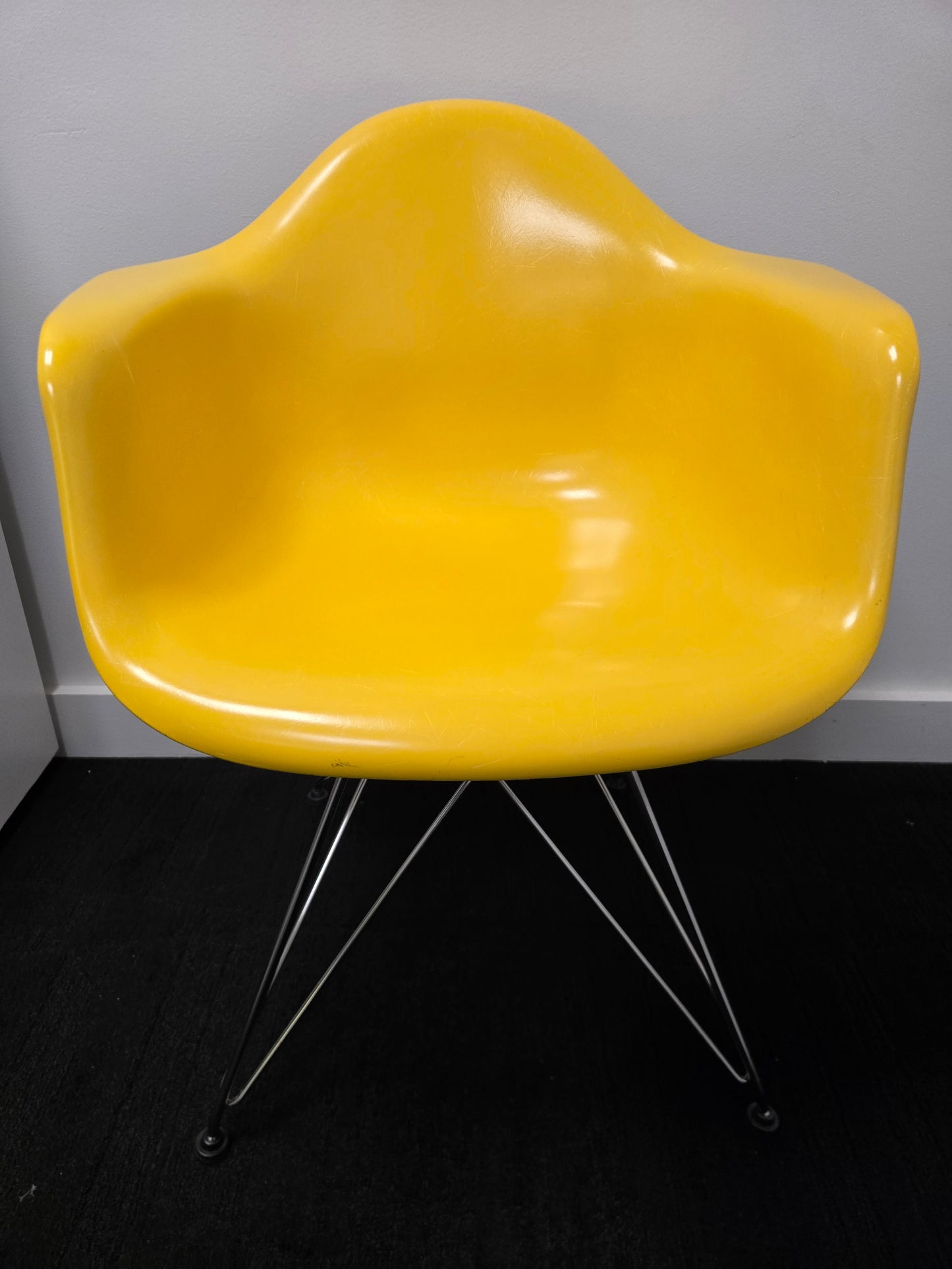 Herman Miller Eames Molded Armchair with Eiffel Legs in Yellow