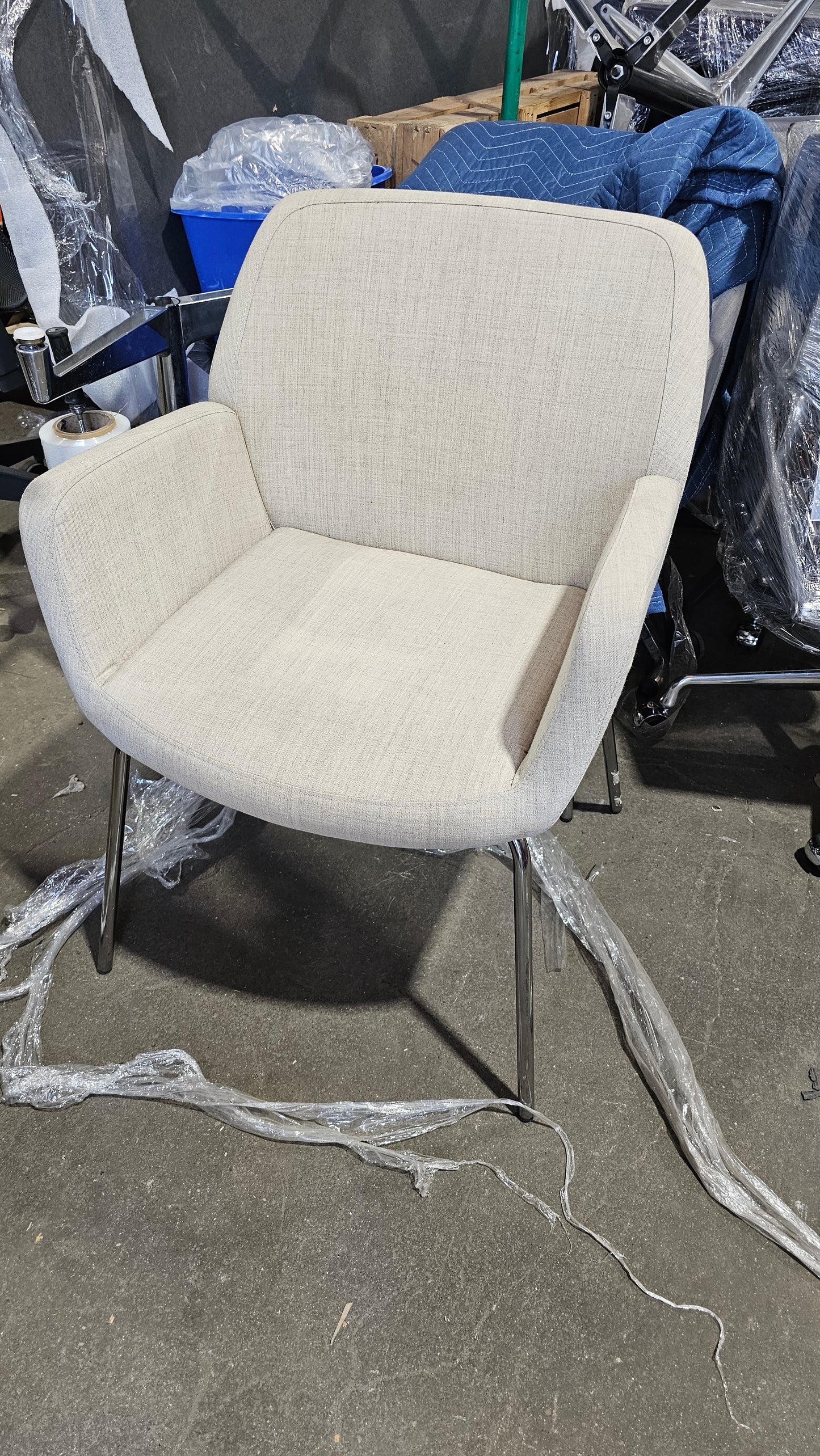 Coalesse Bindu Guest Chair in Light Greige Fabric
