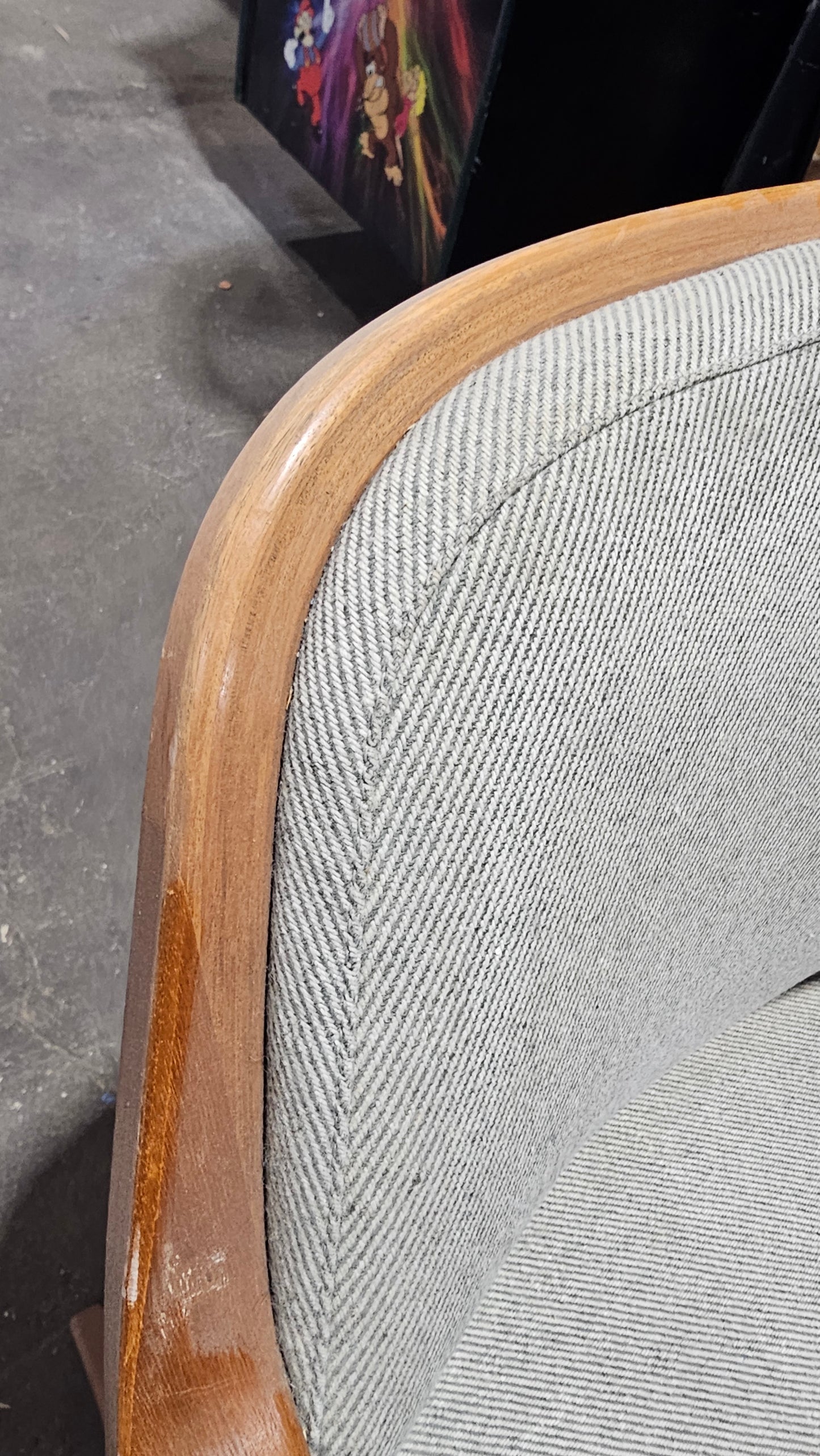 Knoll Don Petitt 1105 Bentwood Armchair in Dove Grey Fabric with Walnut Frame