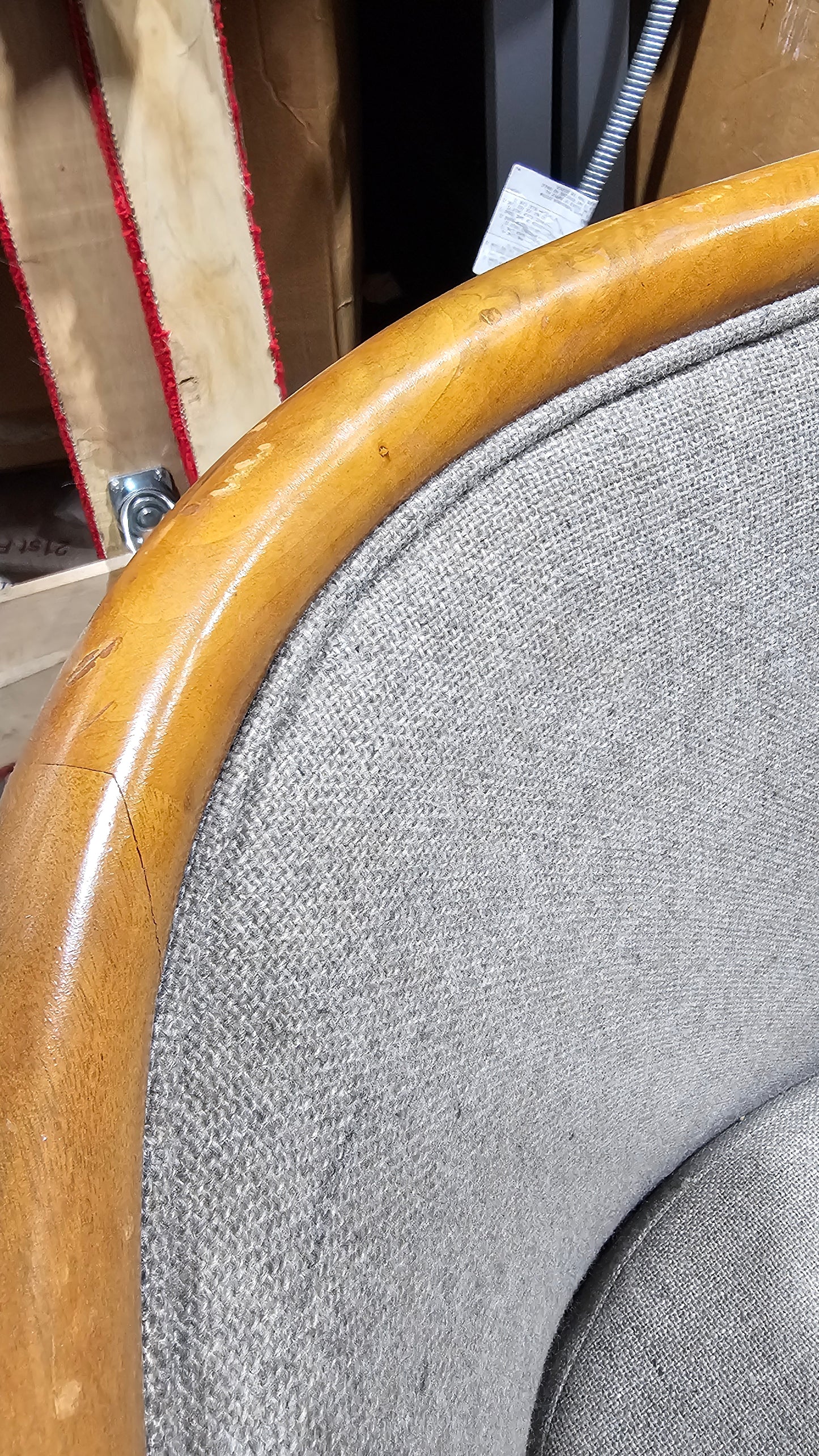 Brickel Associates Ward Bennett Landmark Lounge Chair in Light Grey with Oak Frame