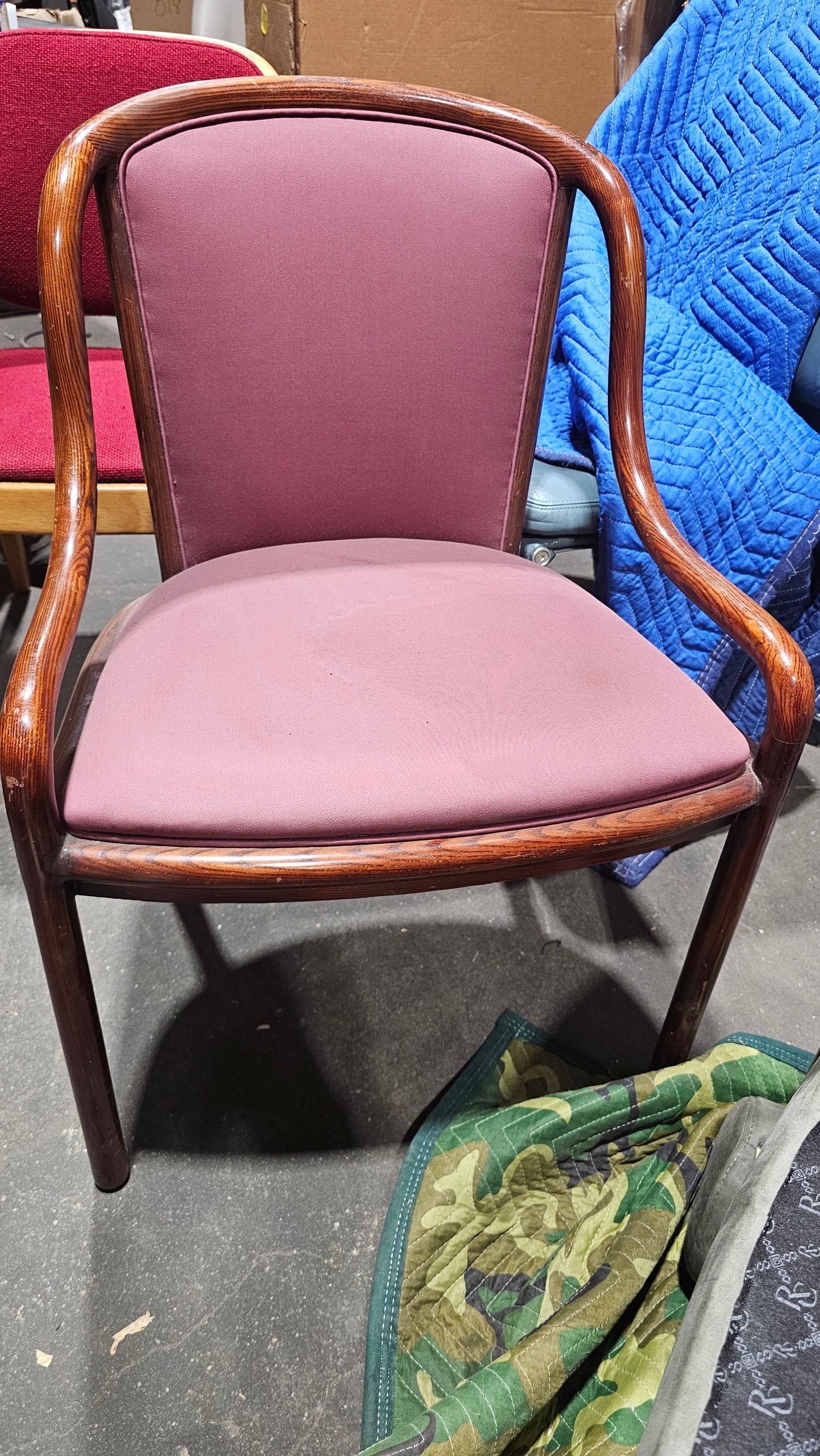 Brickel Associates Ward Bennett Landmark Guest Chair in Mauve Upholstery with Walnut Frame