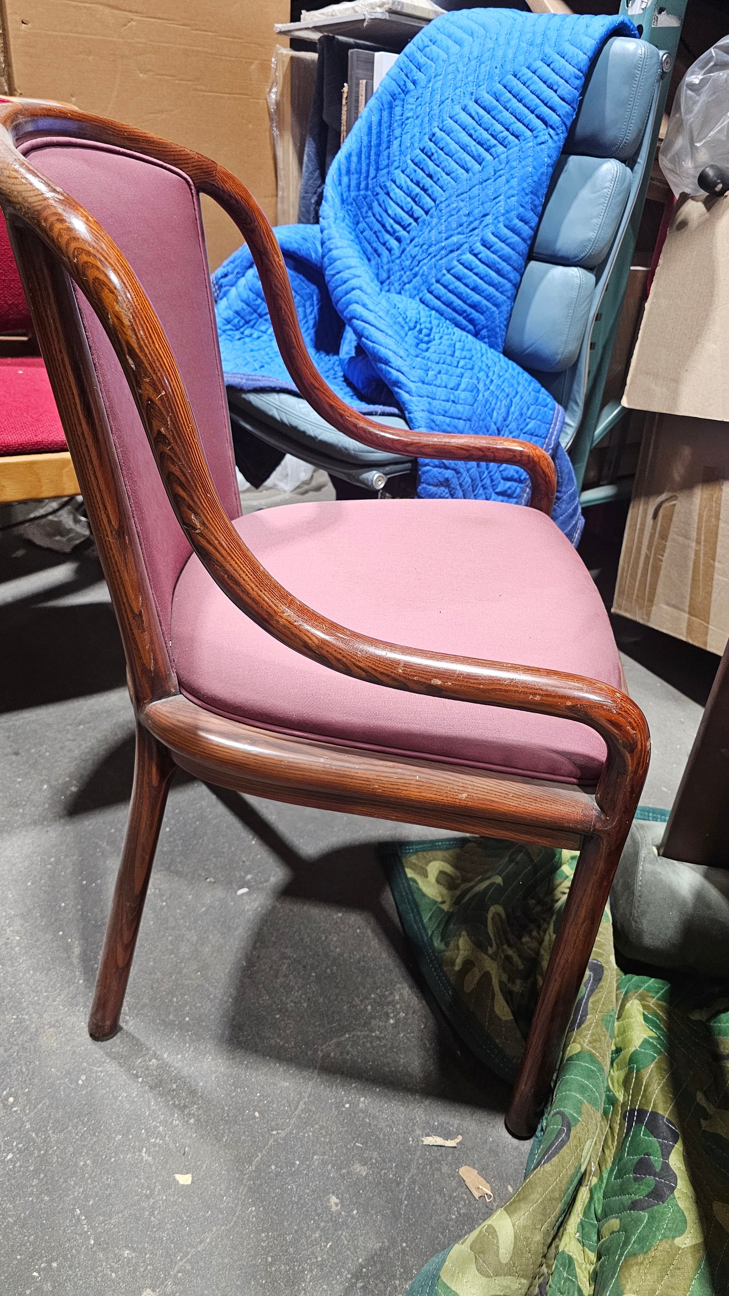 Brickel Associates Ward Bennett Landmark Guest Chair in Mauve Upholstery with Walnut Frame