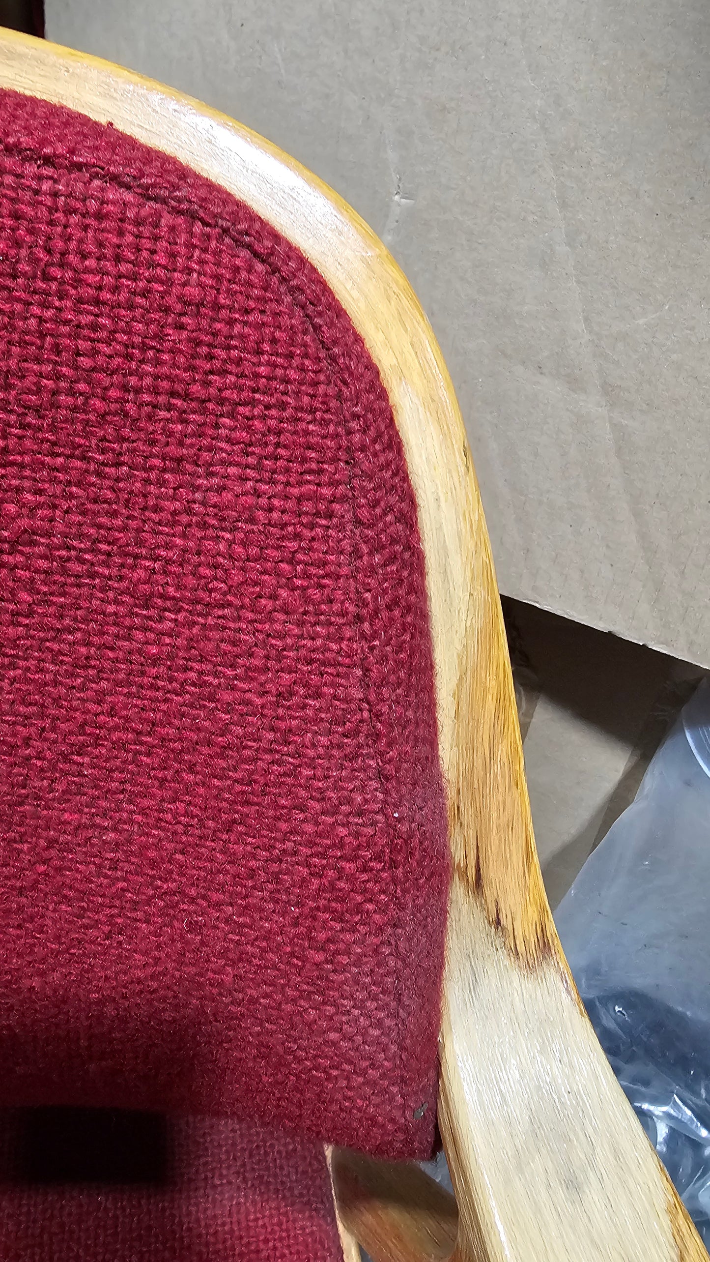 Knoll Don Petitt 1105 Bentwood Armchair in Berry Red Fabric with Natural Oak Frame