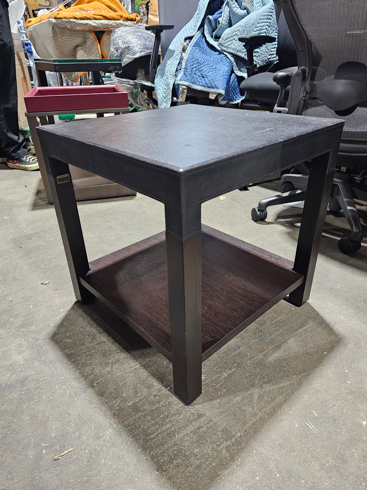 Promemoria Leather-Wrapped Side Table