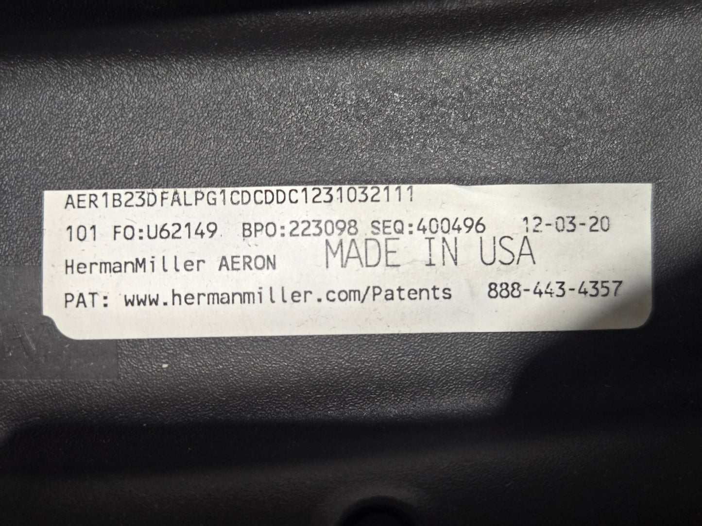 Herman Miller Executive Remastered Aeron Chair, Size B, in Graphite with Aluminum Base, Posturefit SL and Leather Armpads