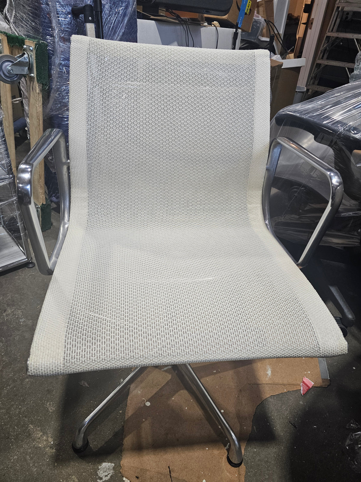 Herman Miller Eames Aluminum Group Management Side Chair in White Mesh