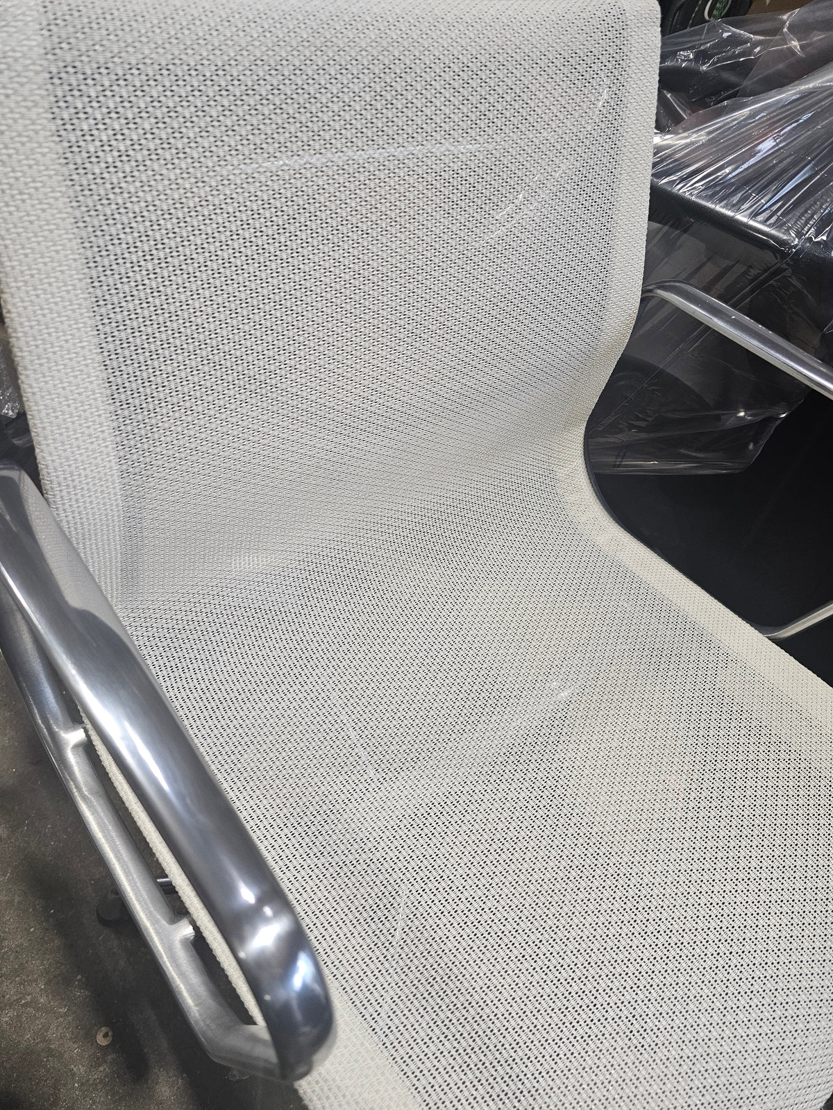 Herman Miller Eames Aluminum Group Management Side Chair in White Mesh