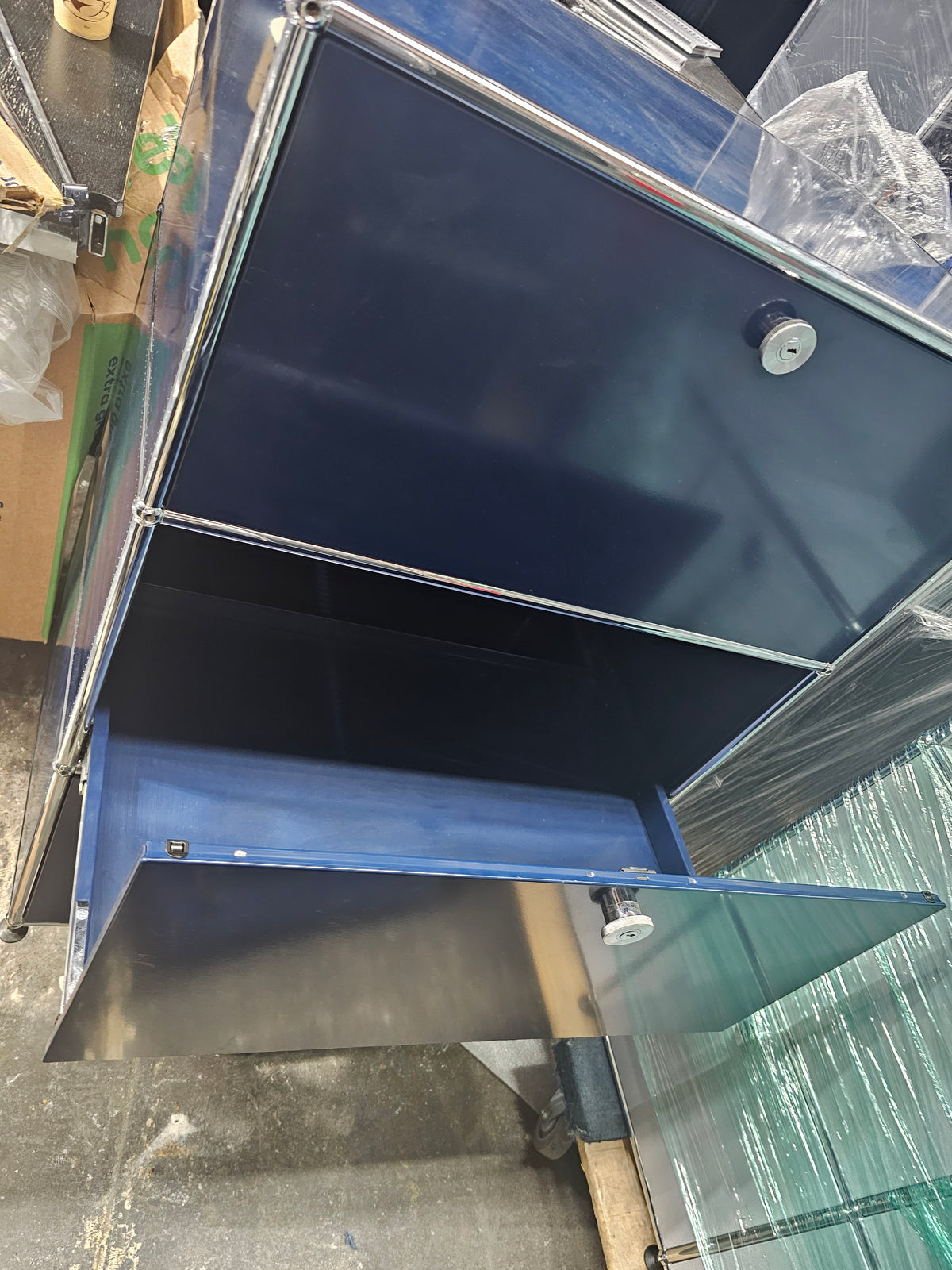 USM Haller Cabinet 1x3 with 3 Drawers in Steel Blue