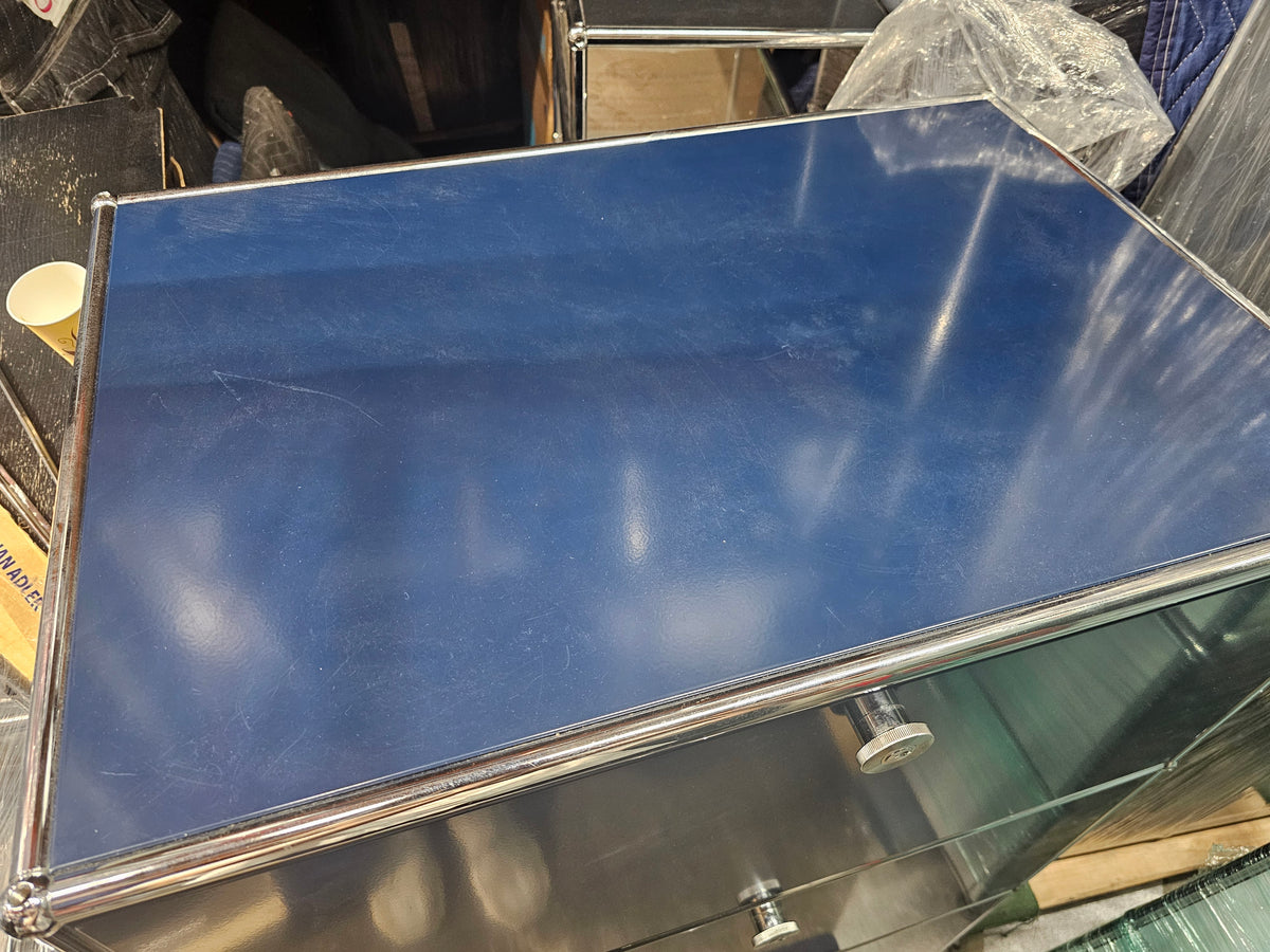 USM Haller Cabinet 1x3 with 3 Drawers in Steel Blue