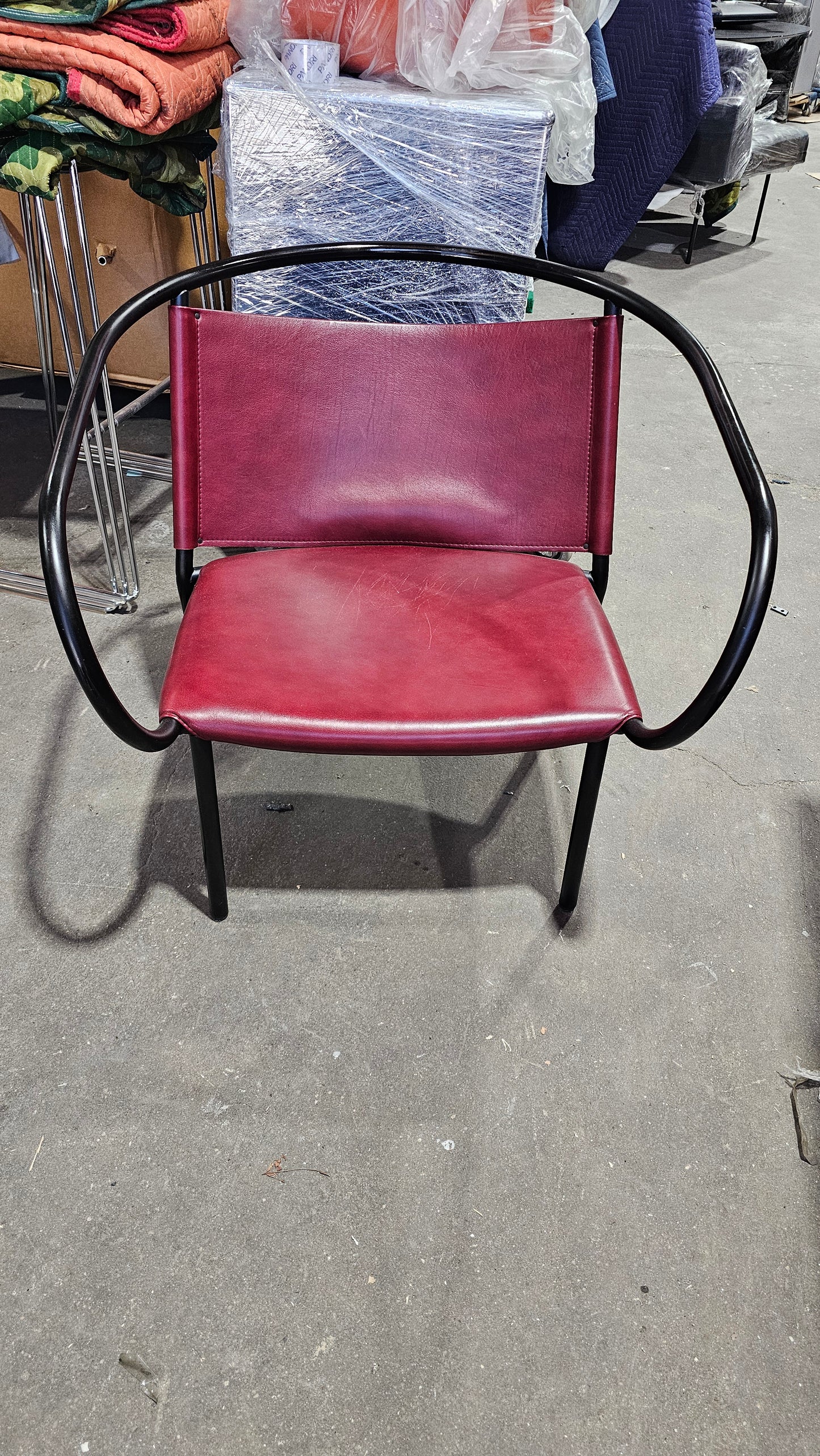 Menu Afteroom Lounge Chair in Red Leather with Black Steel Frame