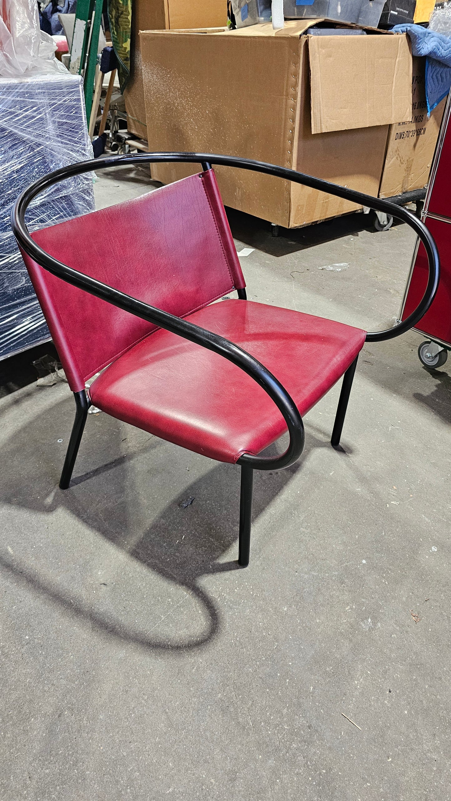 Menu Afteroom Lounge Chair in Red Leather with Black Steel Frame
