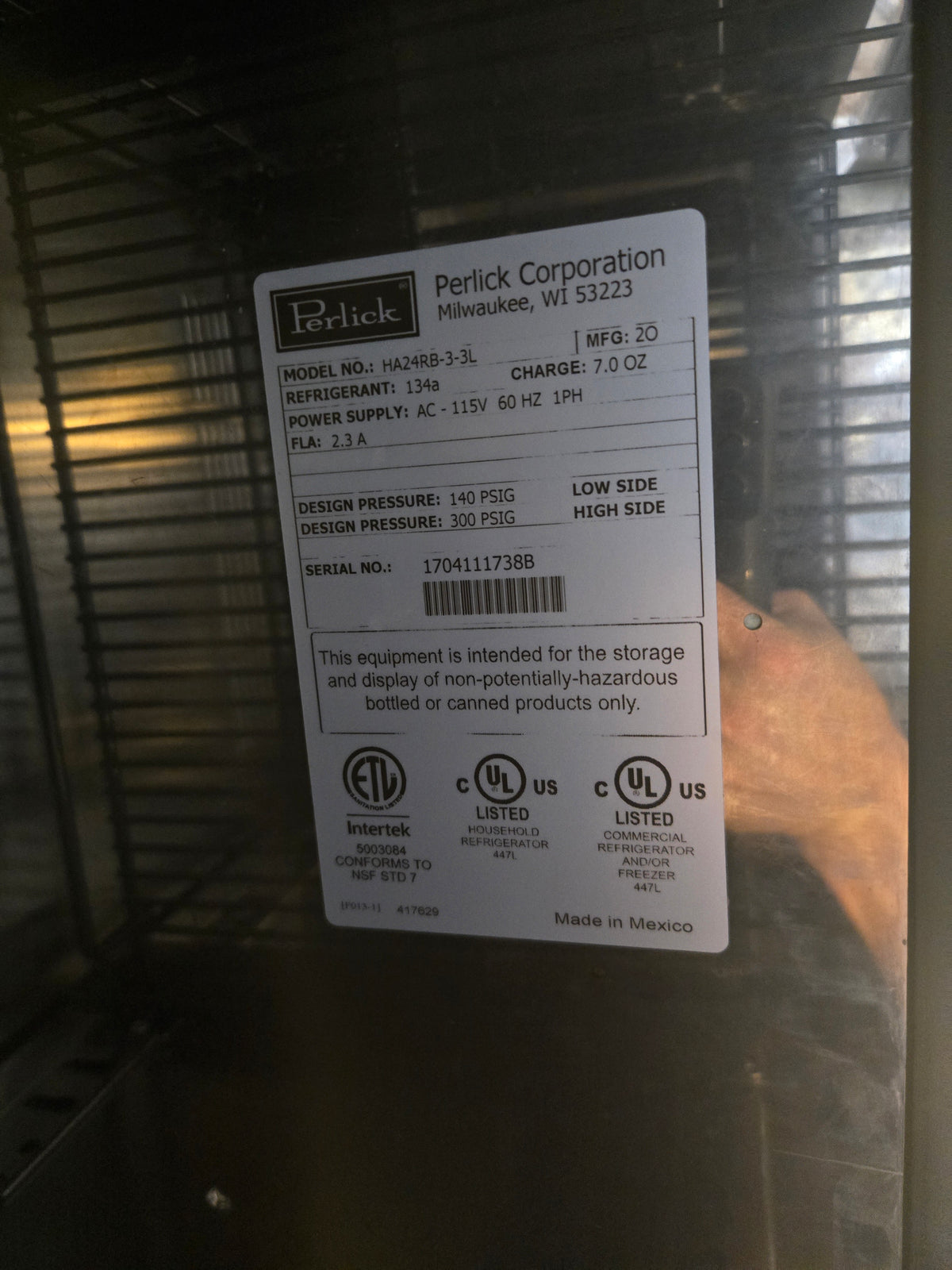 Perlick HP24RS-3-3R Refrigerator with Right-Hinged Door