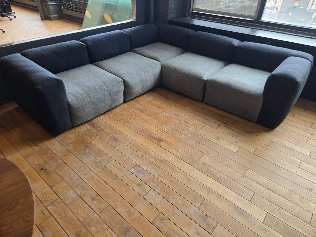 HAY Mags Soft 5-Piece L-Shape Sofa in Dark and Light Grey
