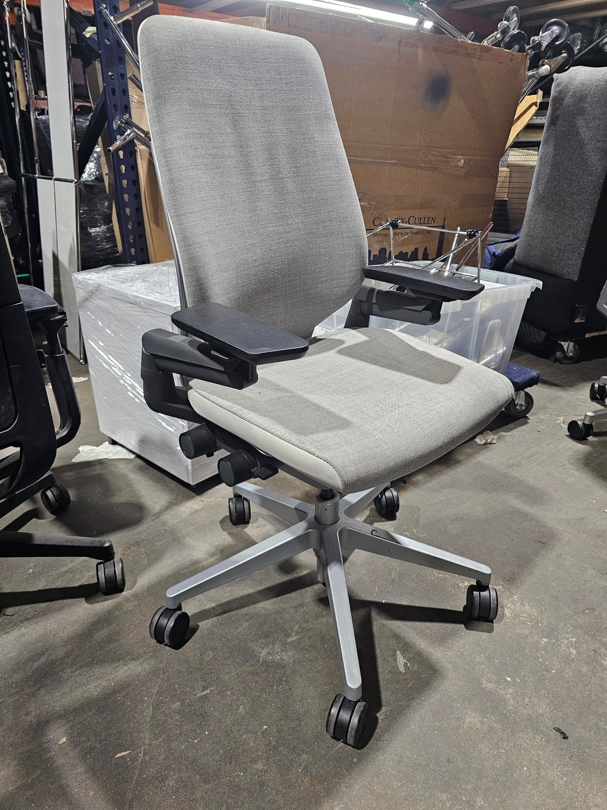 Steelcase Gesture Chair in Light Grey Fabric with White Frame