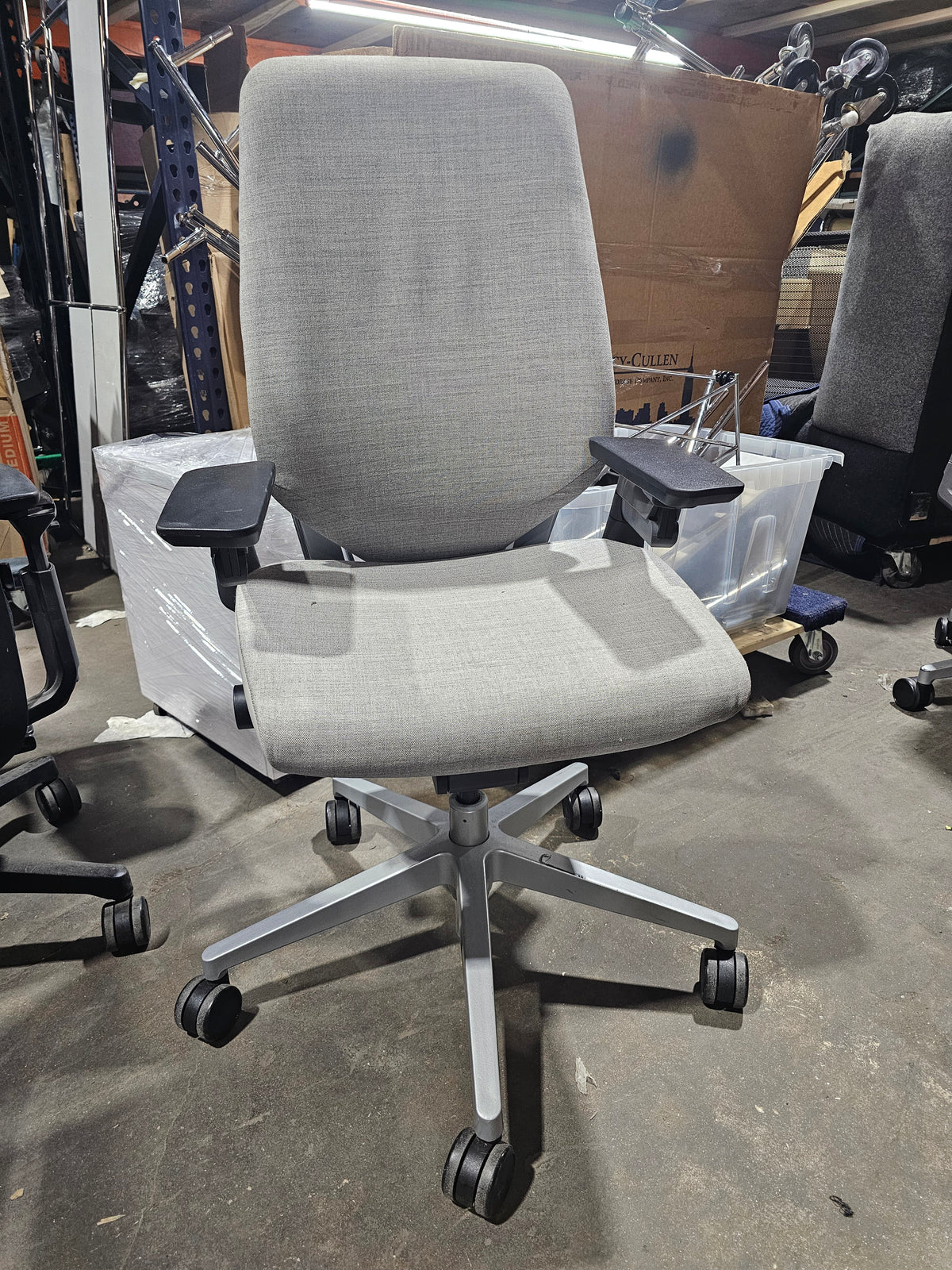 Steelcase Gesture Chair in Light Grey Fabric with White Frame