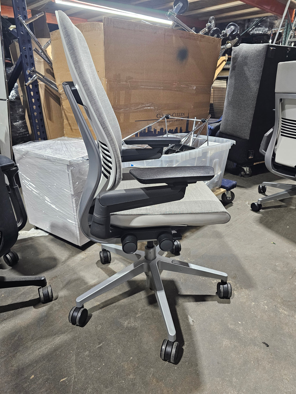 Steelcase Gesture Chair in Light Grey Fabric with White Frame